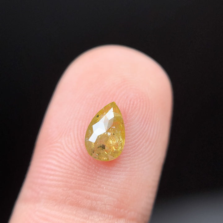0.90 Ct Pear Rose Cut Yellow Natural Salt and Pepper Diamond