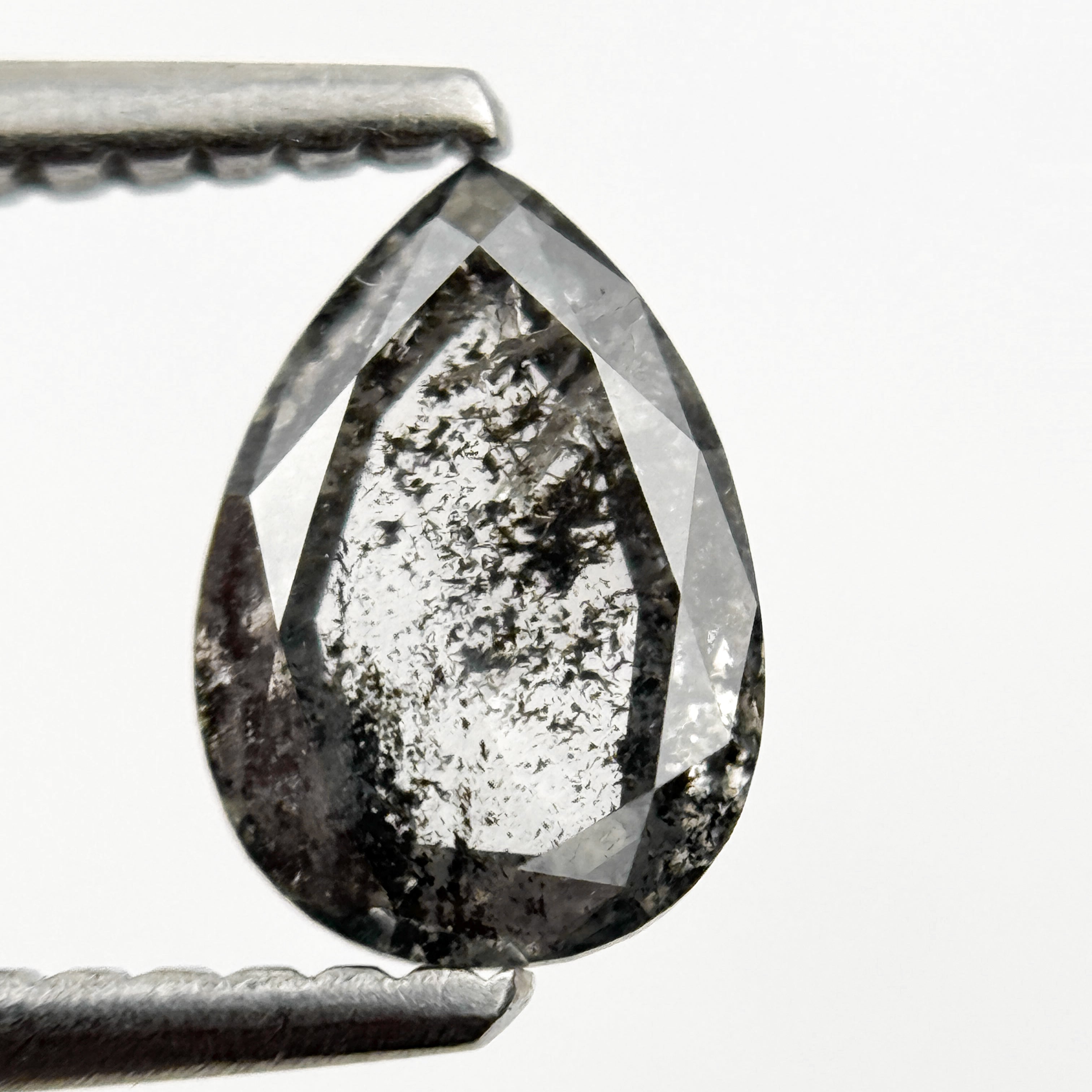 0.82 Ct Pear Rose Cut Grey Natural Minimalist Diamond