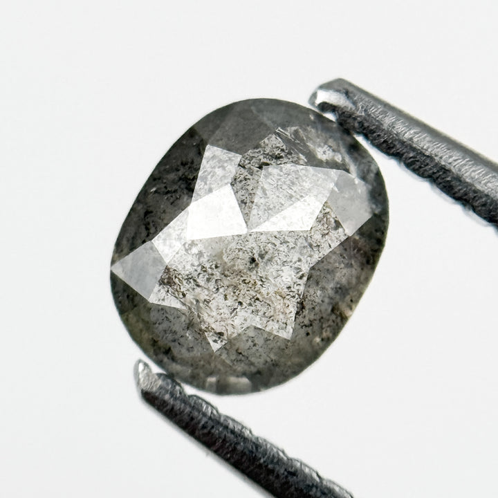 0.76 Ct Oval Rose Cut Grey Natural Salt and Pepper Diamond