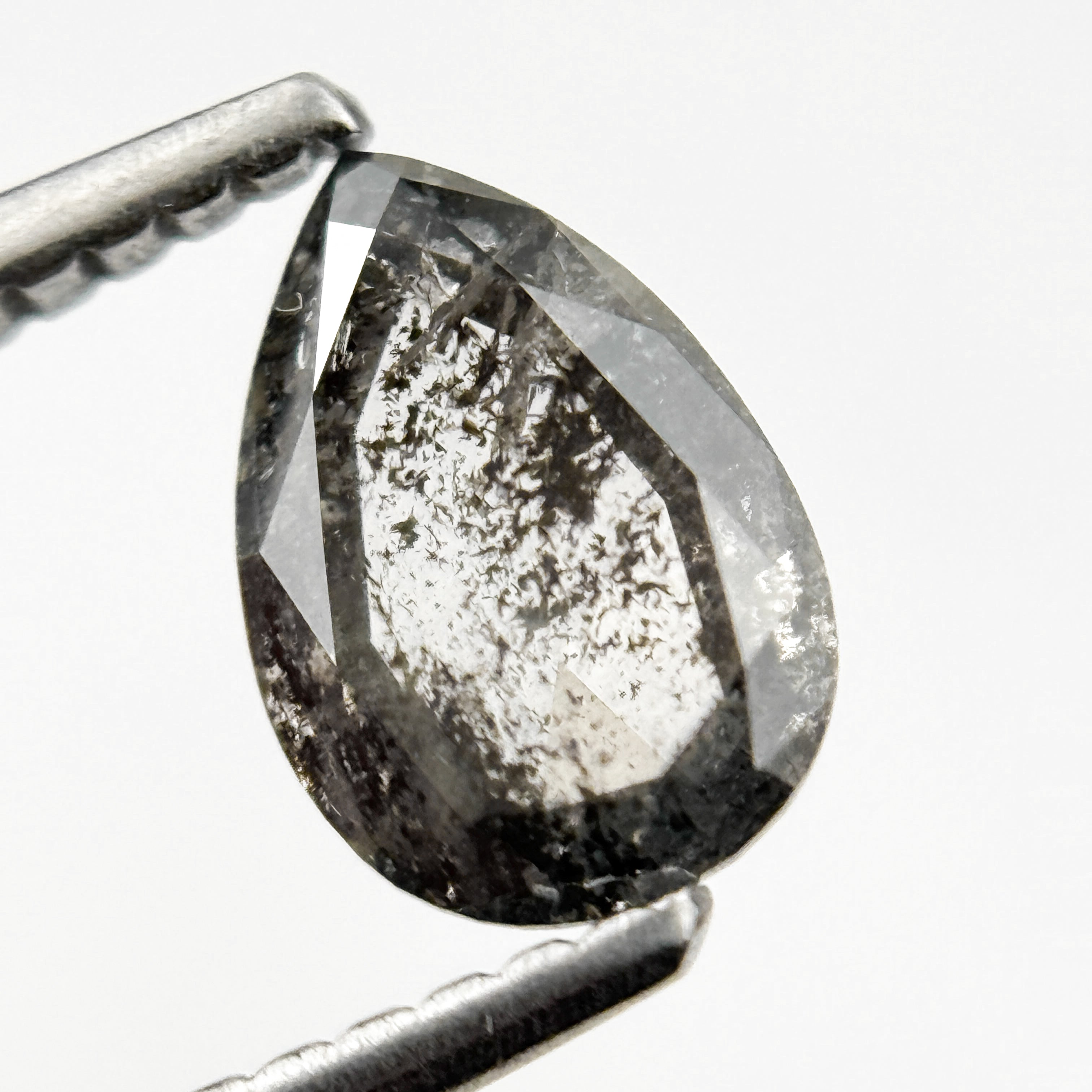 0.82 Ct Pear Rose Cut Grey Natural Minimalist Diamond