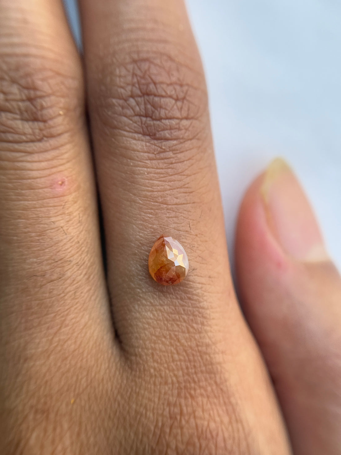 0.84 Ct Pear Rose Cut Red Natural Salt and Pepper Diamond