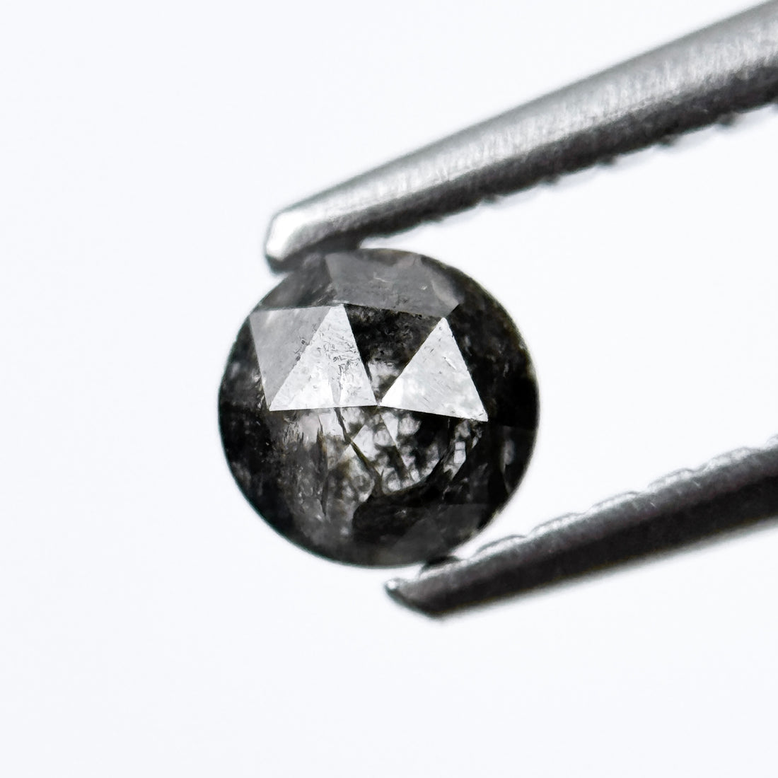 0.32 Ct Round Rose Cut Grey Natural Salt and Pepper Diamond