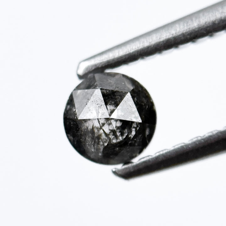 0.32 Ct Round Rose Cut Grey Natural Salt and Pepper Diamond