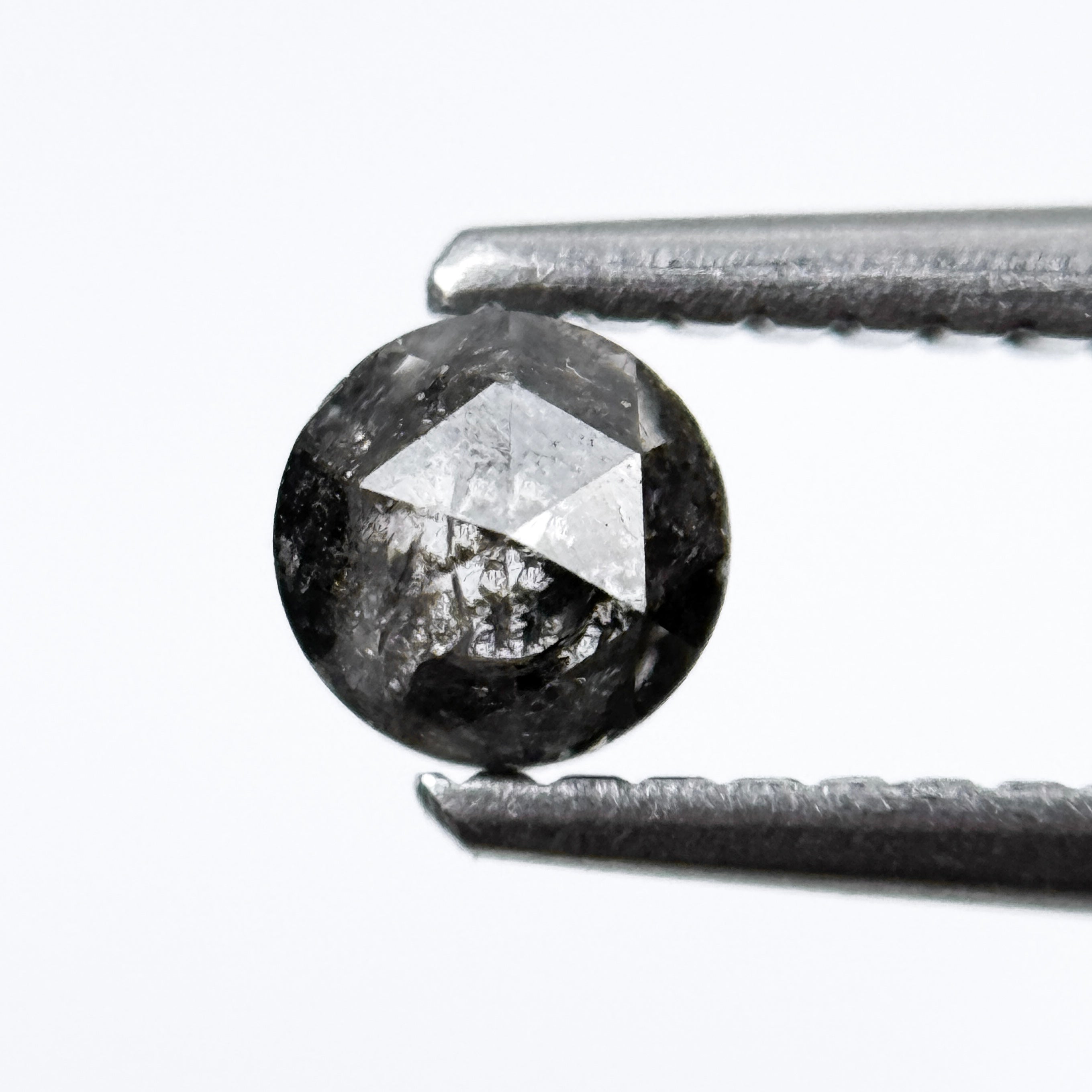 0.32 Ct Round Rose Cut Grey Natural Salt and Pepper Diamond