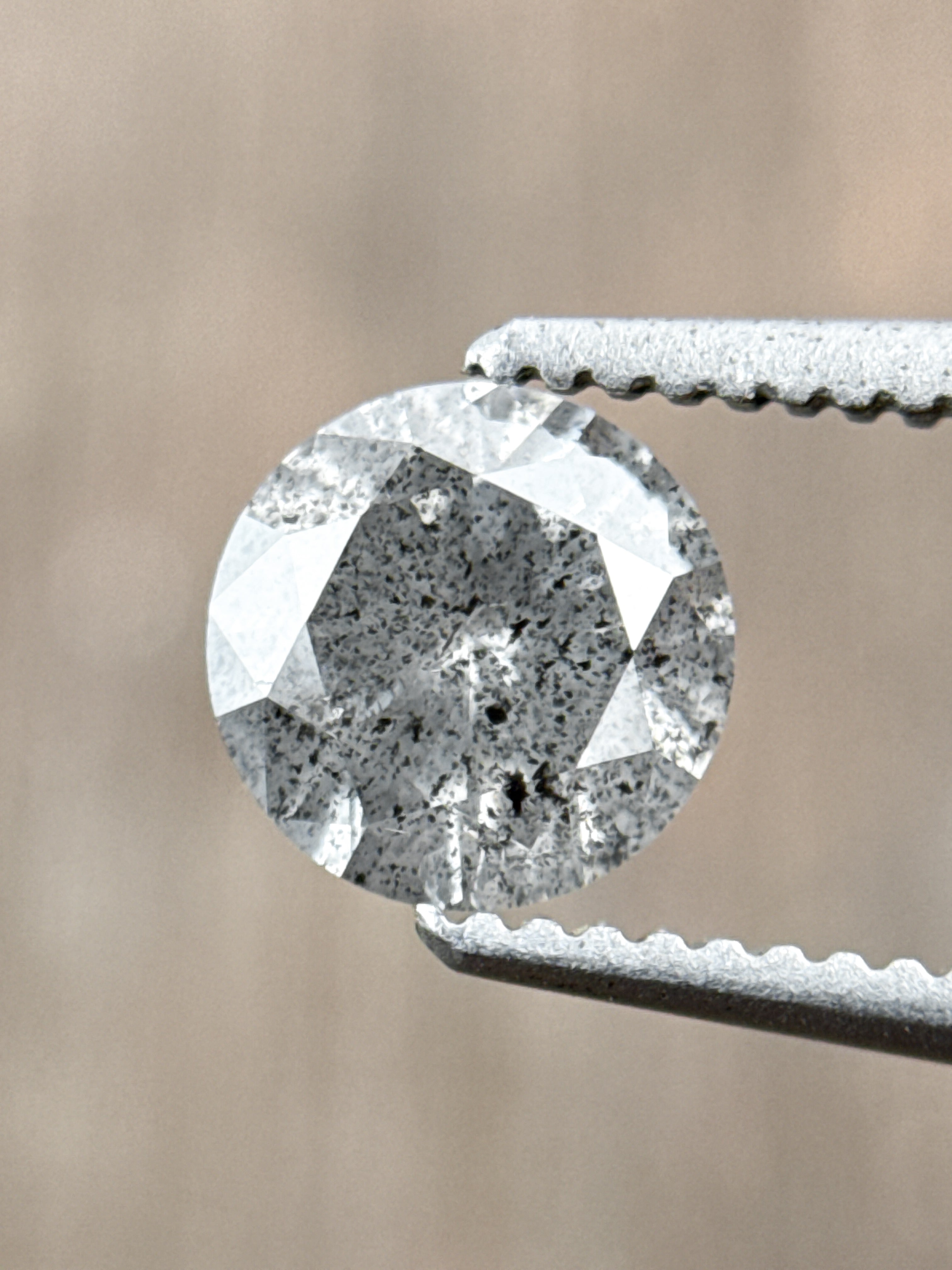 0.75 Ct Round Brilliant Cut Grey Natural Minimalist Diamond