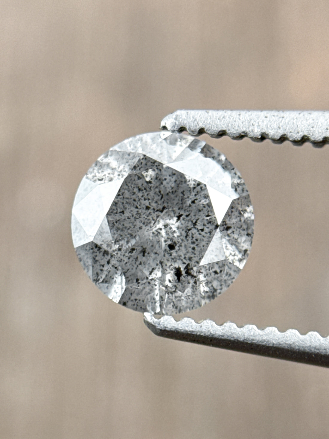 0.75 Ct Round Brilliant Cut Grey Natural Minimalist Diamond