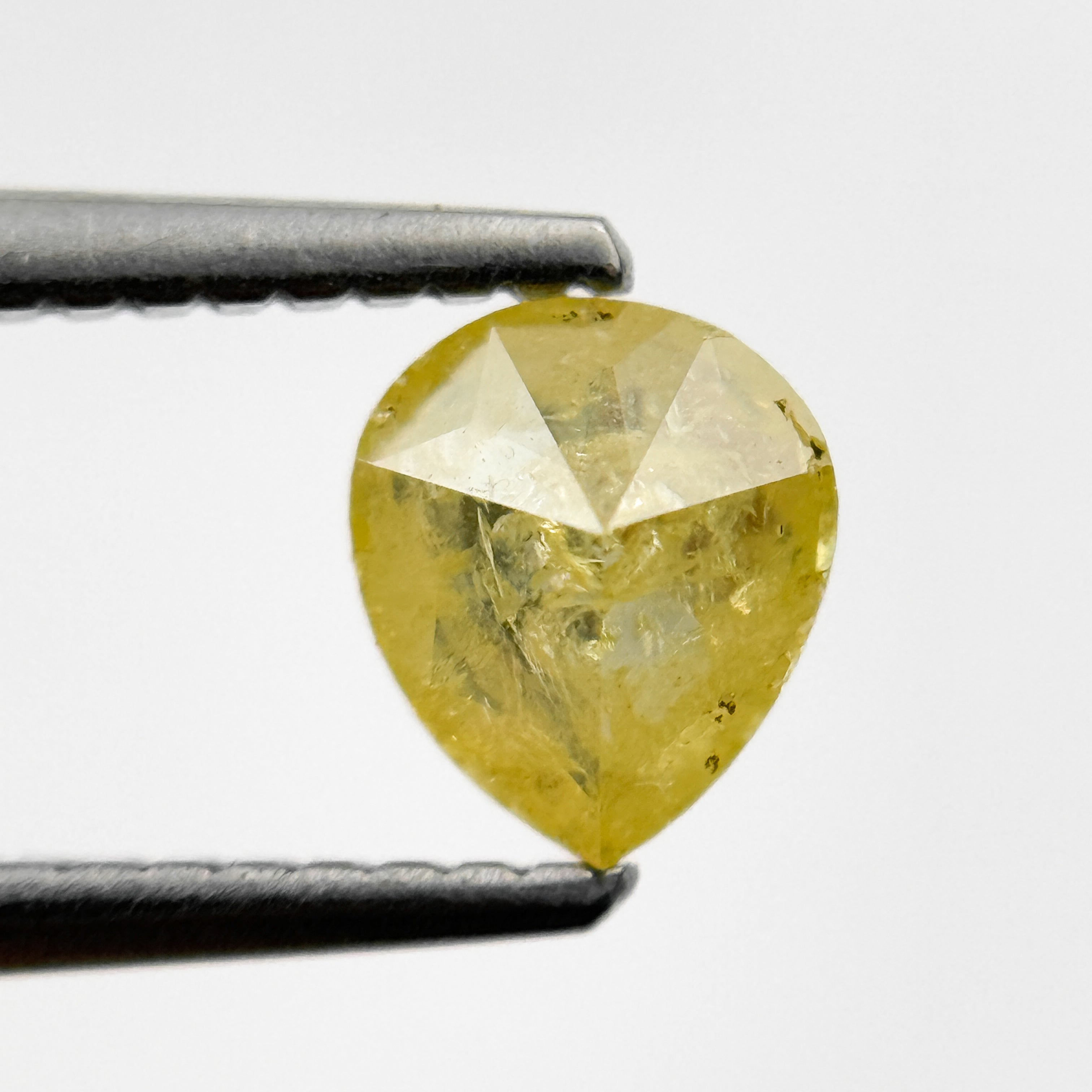 0.83 Ct Pear Rose Cut Yellow Natural Salt and Pepper Diamond