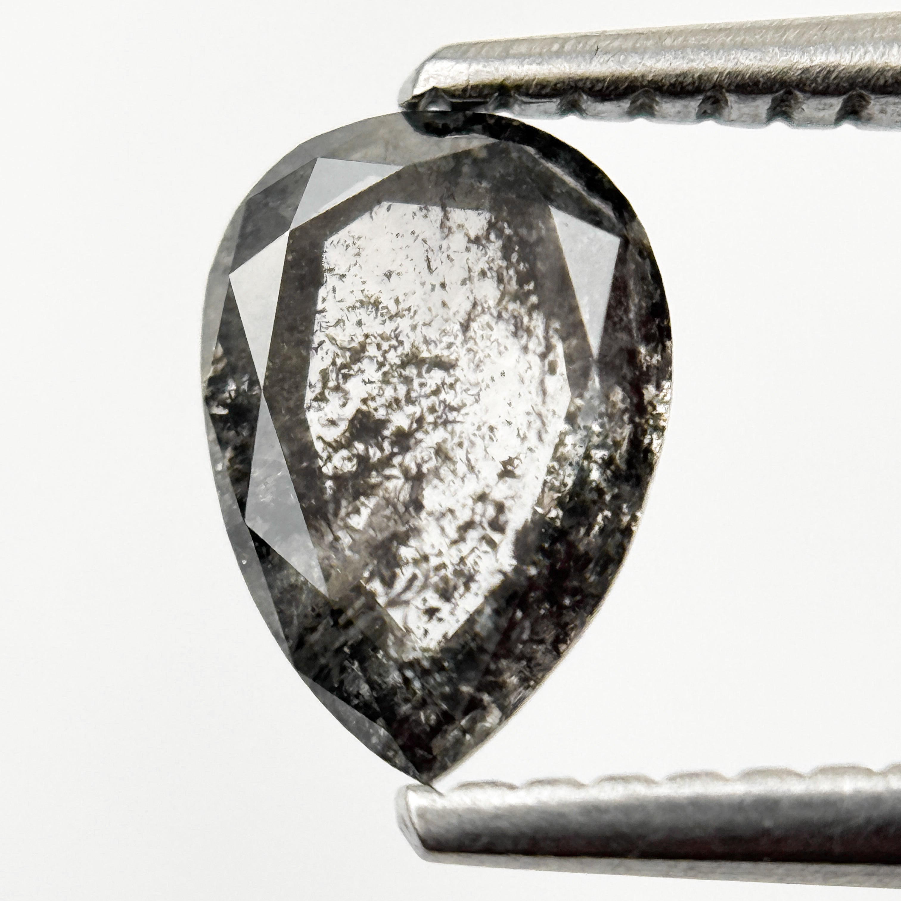 0.82 Ct Pear Rose Cut Grey Natural Minimalist Diamond