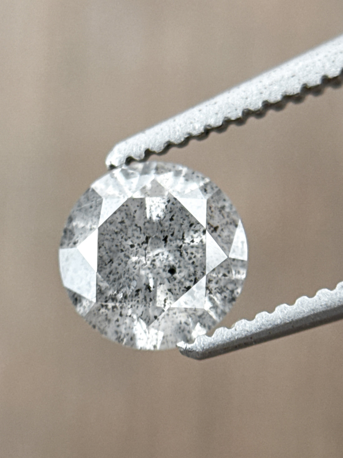 0.75 Ct Round Brilliant Cut Grey Natural Minimalist Diamond