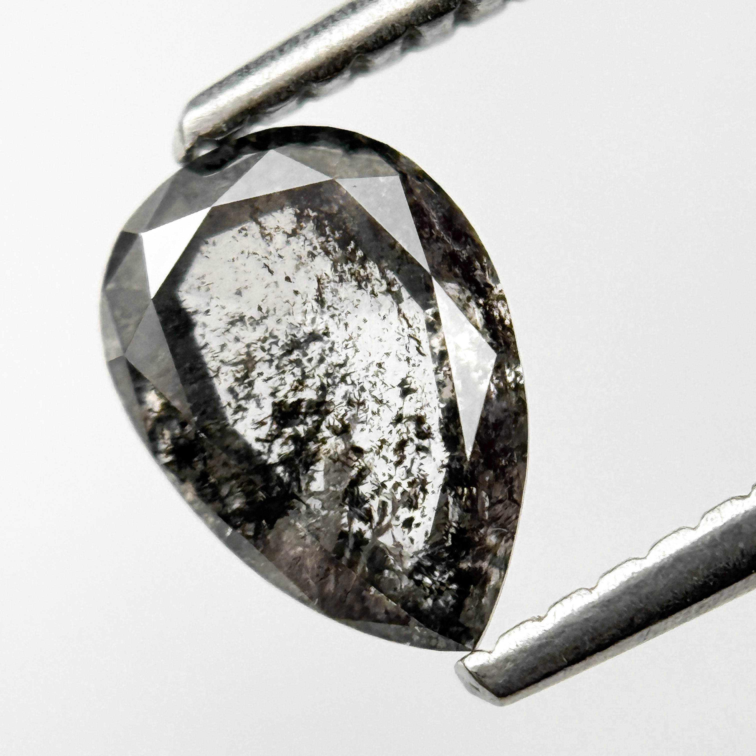 0.82 Ct Pear Rose Cut Grey Natural Minimalist Diamond