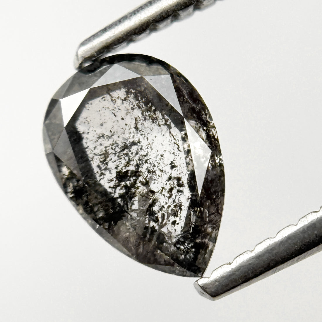 0.82 Ct Pear Rose Cut Grey Natural Minimalist Diamond