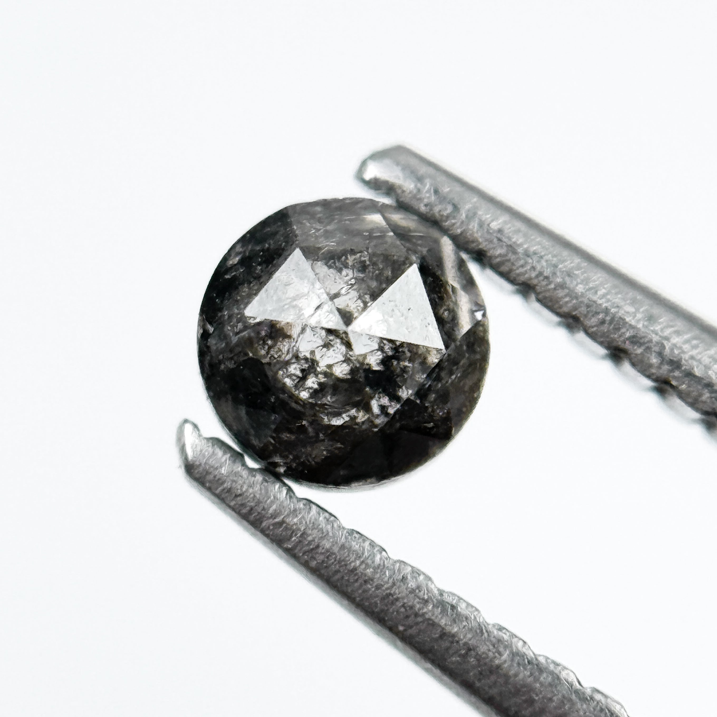 0.32 Ct Round Rose Cut Grey Natural Salt and Pepper Diamond