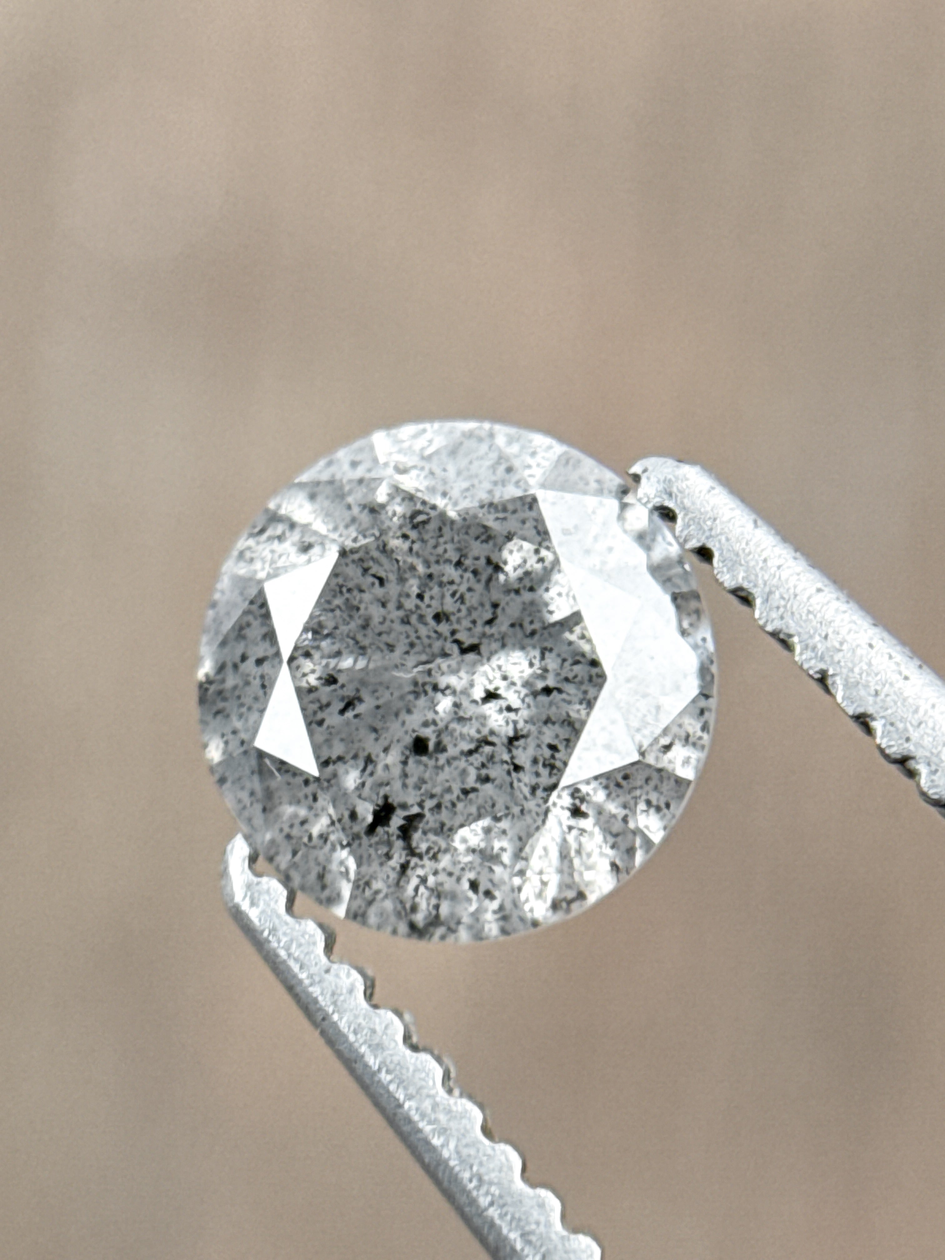 0.75 Ct Round Brilliant Cut Grey Natural Minimalist Diamond