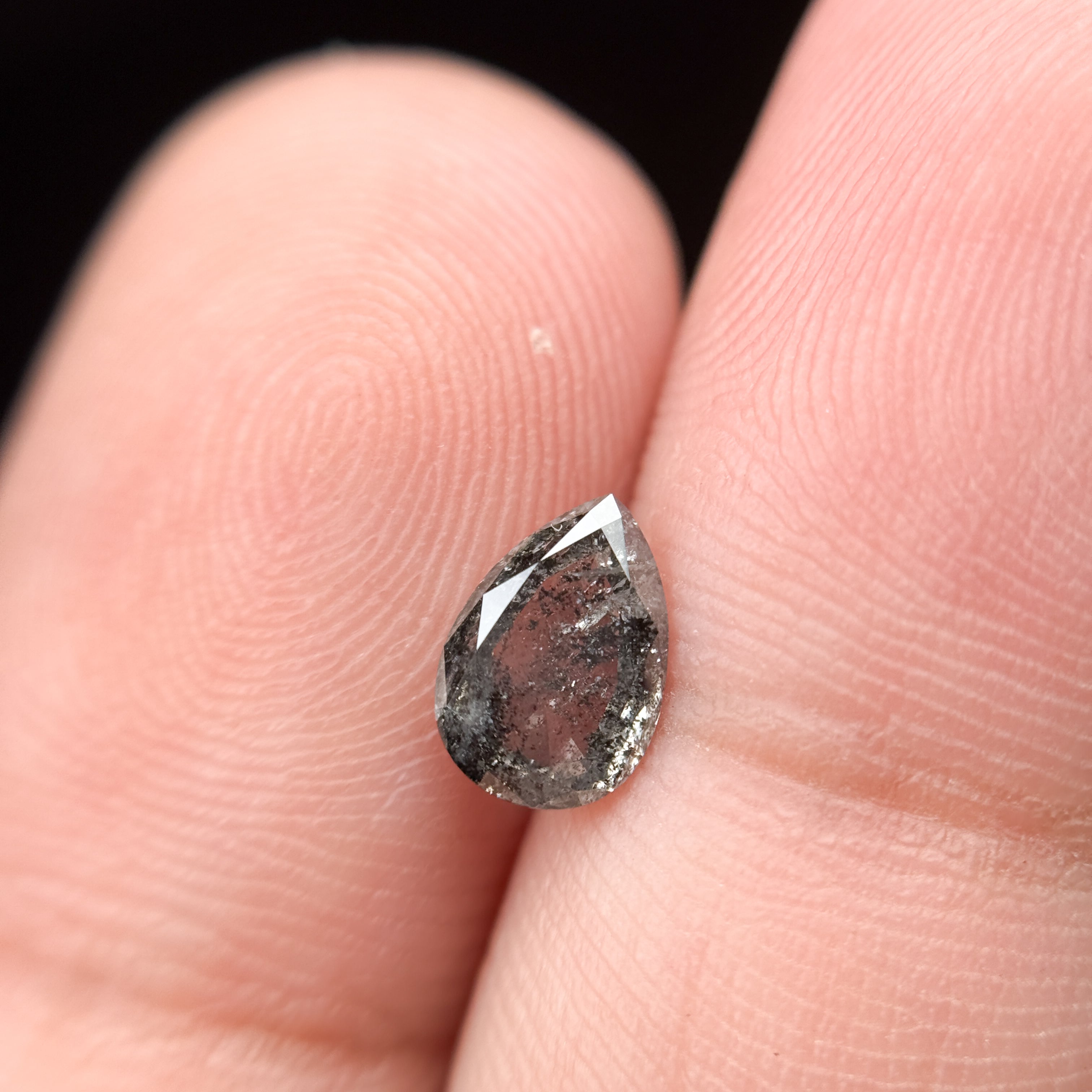 0.82 Ct Pear Rose Cut Grey Natural Minimalist Diamond