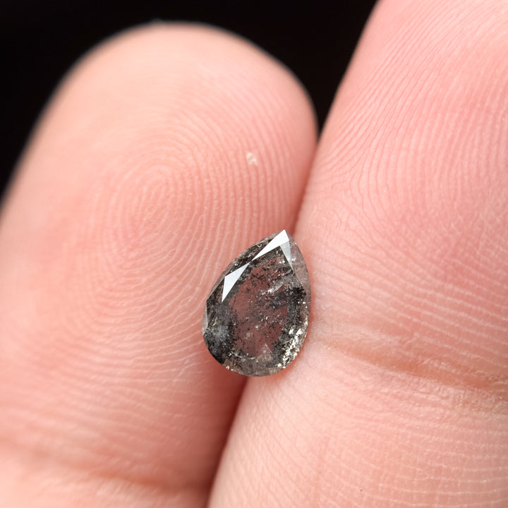 0.82 Ct Pear Rose Cut Grey Natural Minimalist Diamond