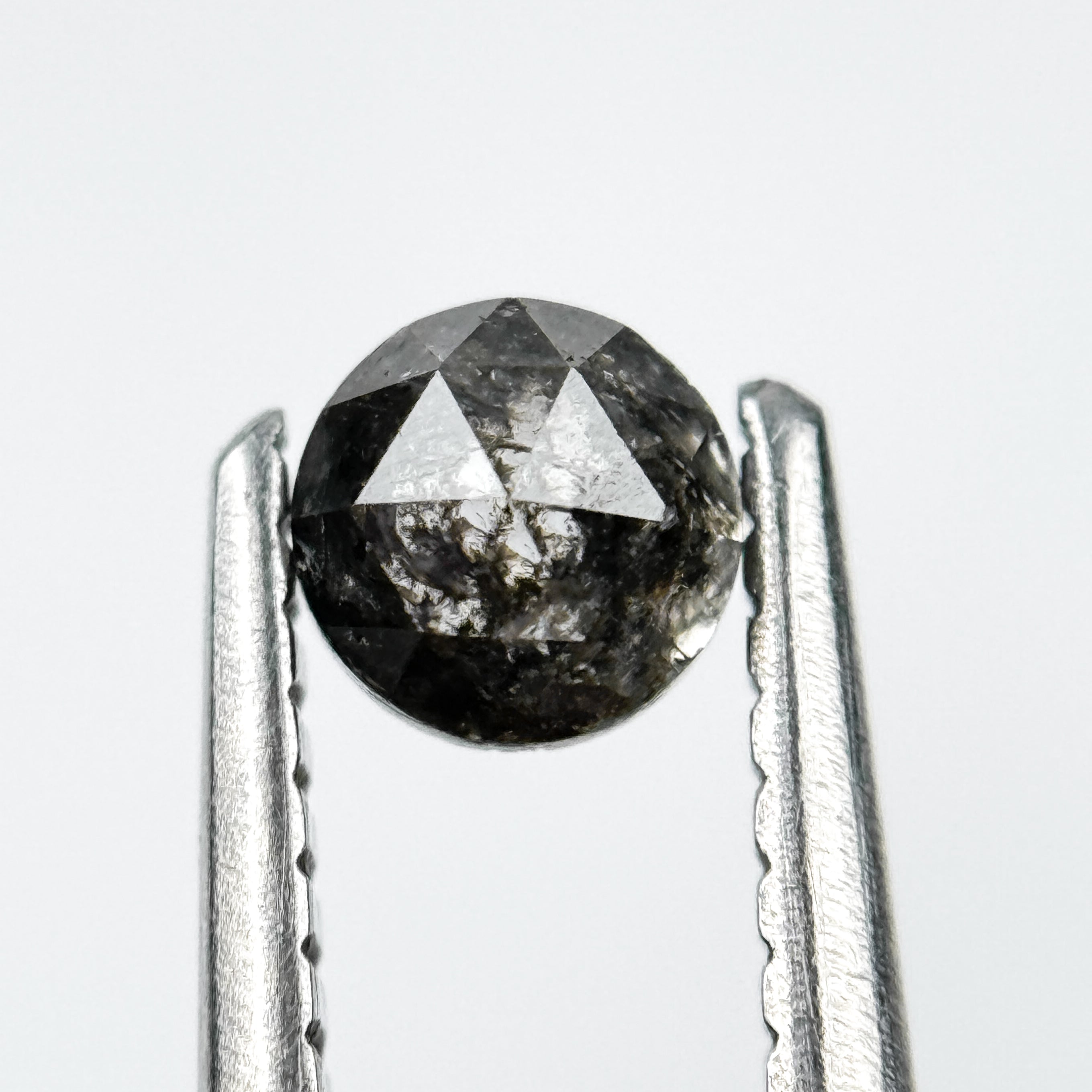 0.32 Ct Round Rose Cut Grey Natural Salt and Pepper Diamond