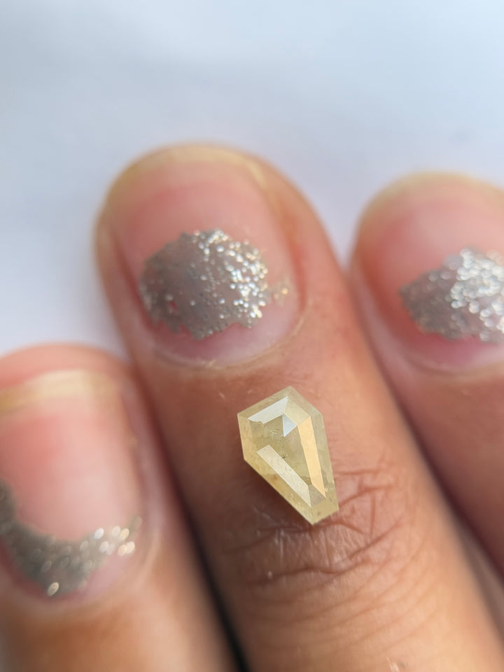 0.69 Ct Coffin Rose Cut Grey Natural Salt and Pepper Diamond