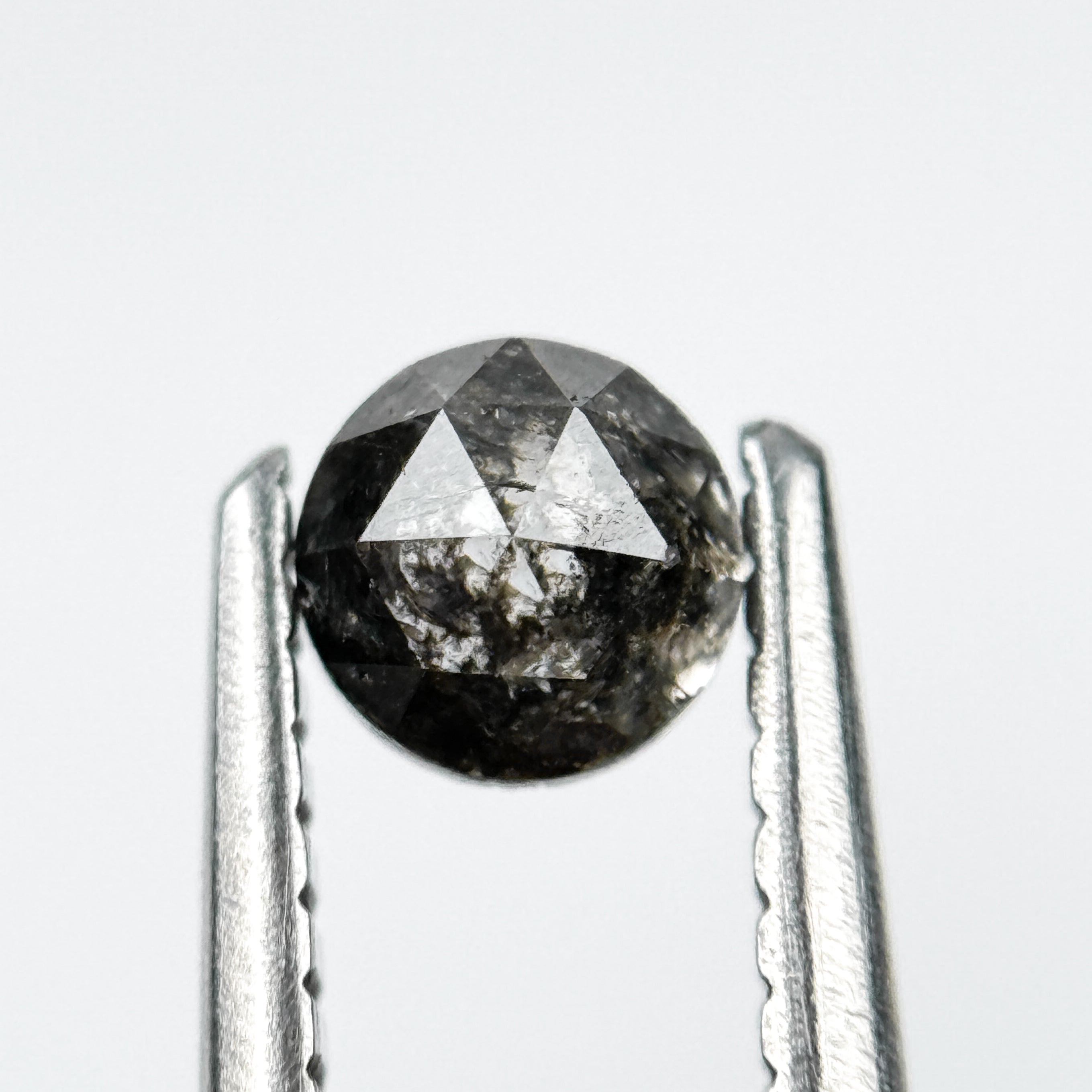 0.32 Ct Round Rose Cut Grey Natural Salt and Pepper Diamond