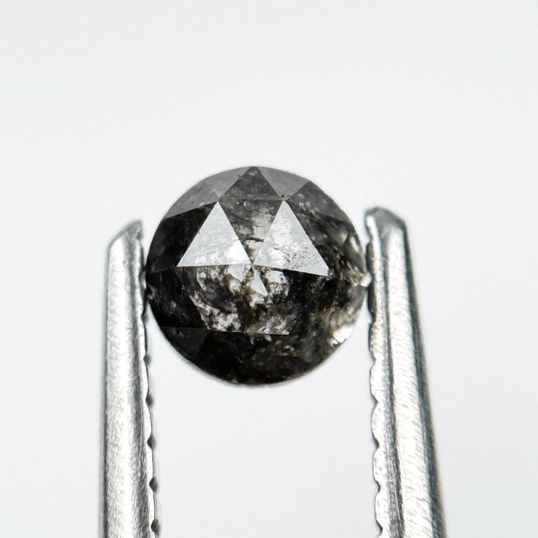 0.32 Ct Round Rose Cut Grey Natural Salt and Pepper Diamond