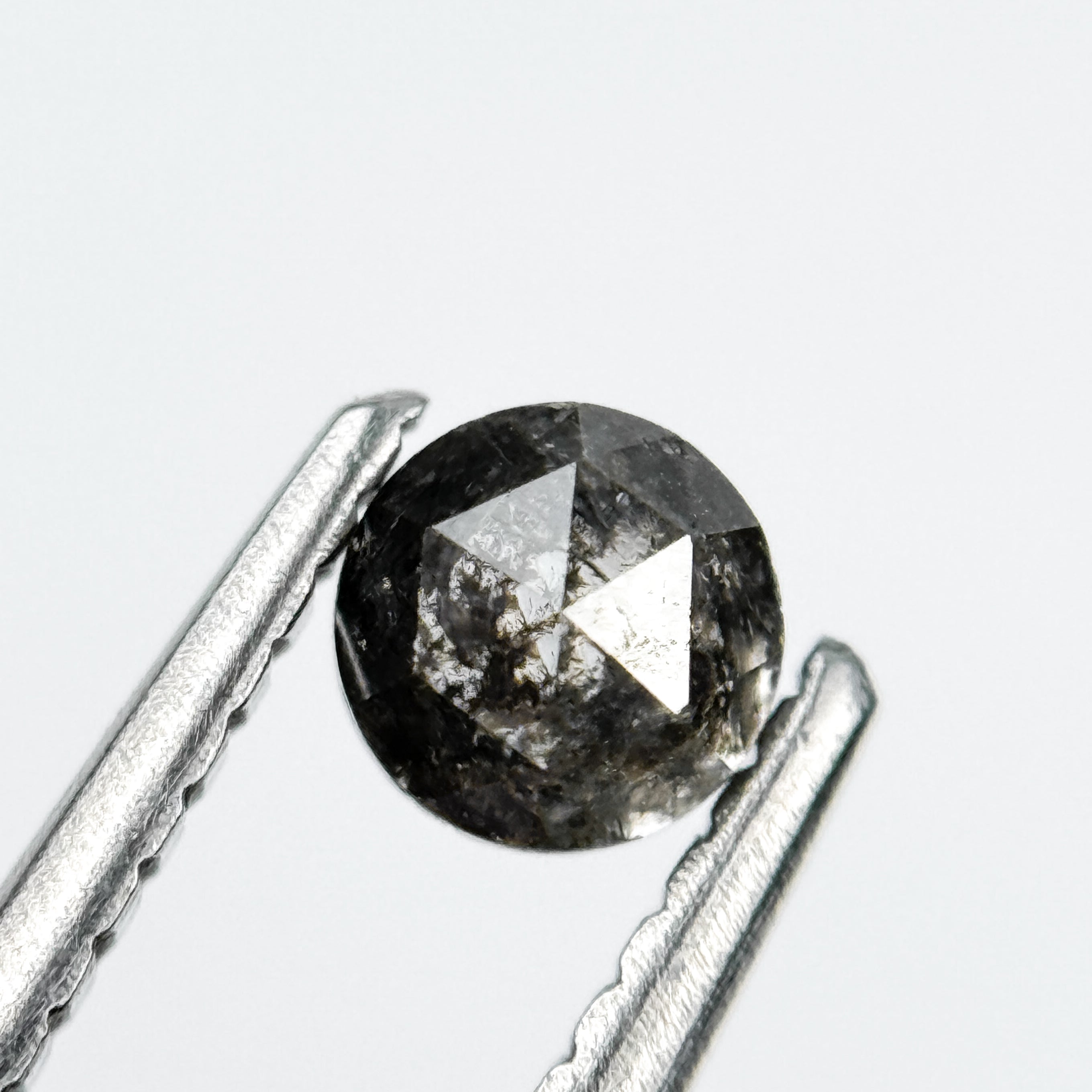 0.32 Ct Round Rose Cut Grey Natural Salt and Pepper Diamond