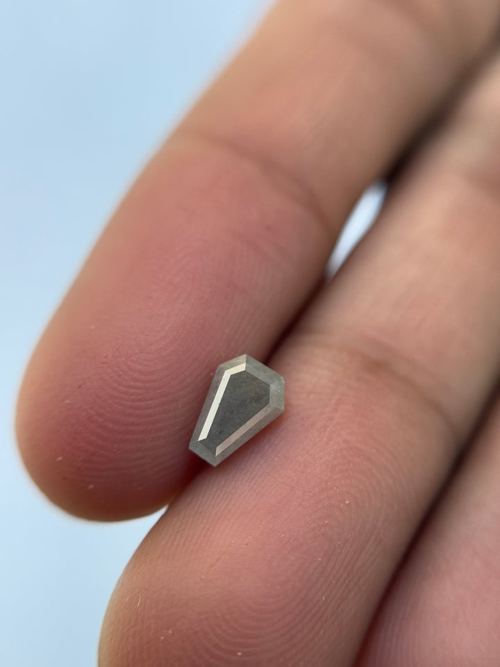 0.70 Ct Coffin Rose Cut Grey Natural Salt and Pepper Diamond