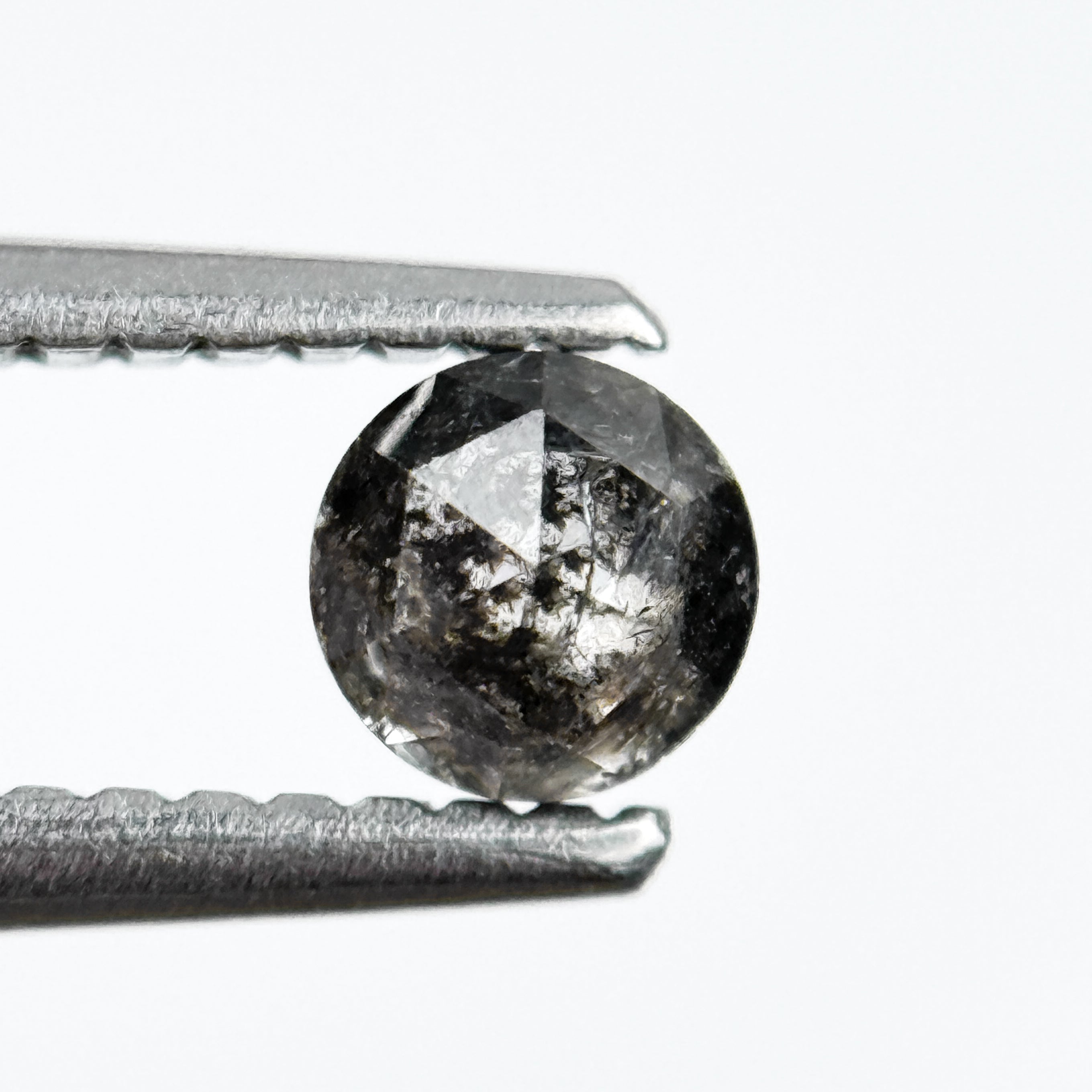 0.32 Ct Round Rose Cut Grey Natural Salt and Pepper Diamond
