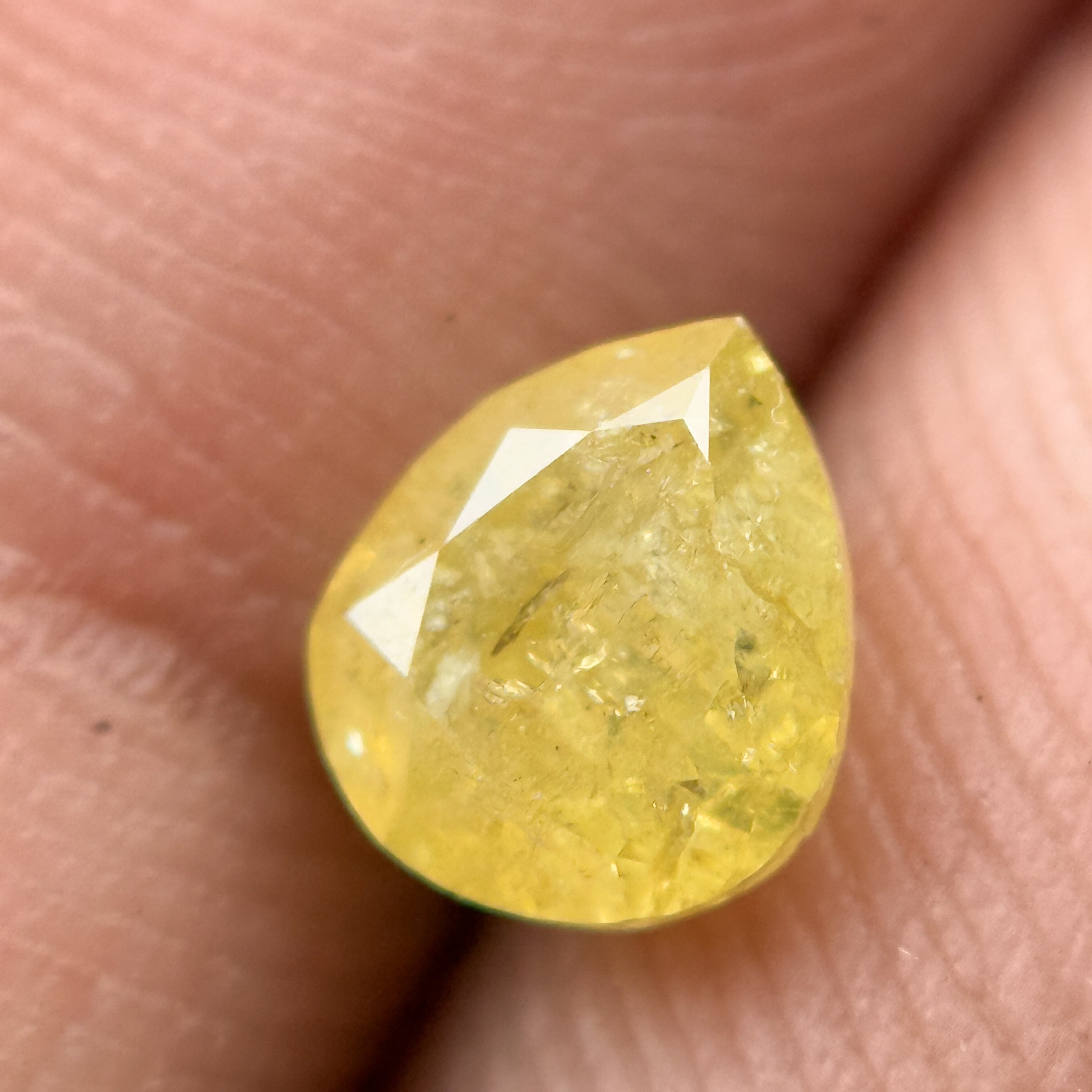 0.83 Ct Pear Rose Cut Yellow Natural Salt and Pepper Diamond