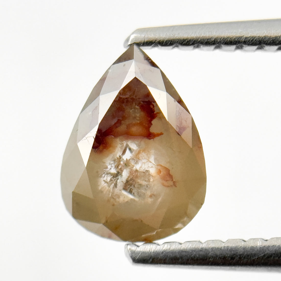 1.10 Ct Pear Rose Cut Grey Natural Salt and Pepper Diamond