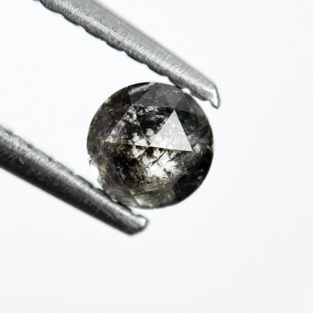 0.32 Ct Round Rose Cut Grey Natural Salt and Pepper Diamond