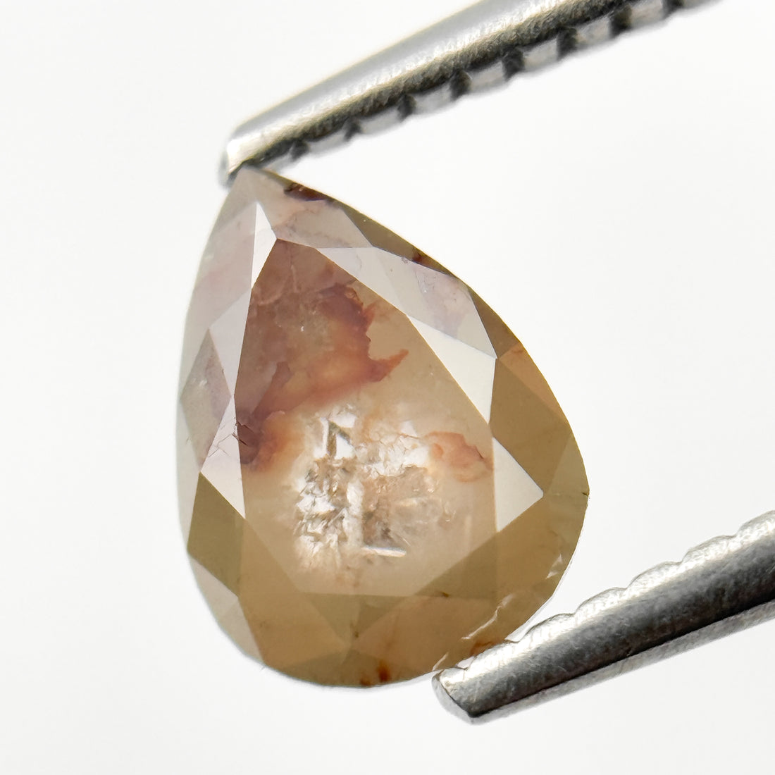 1.10 Ct Pear Rose Cut Grey Natural Salt and Pepper Diamond