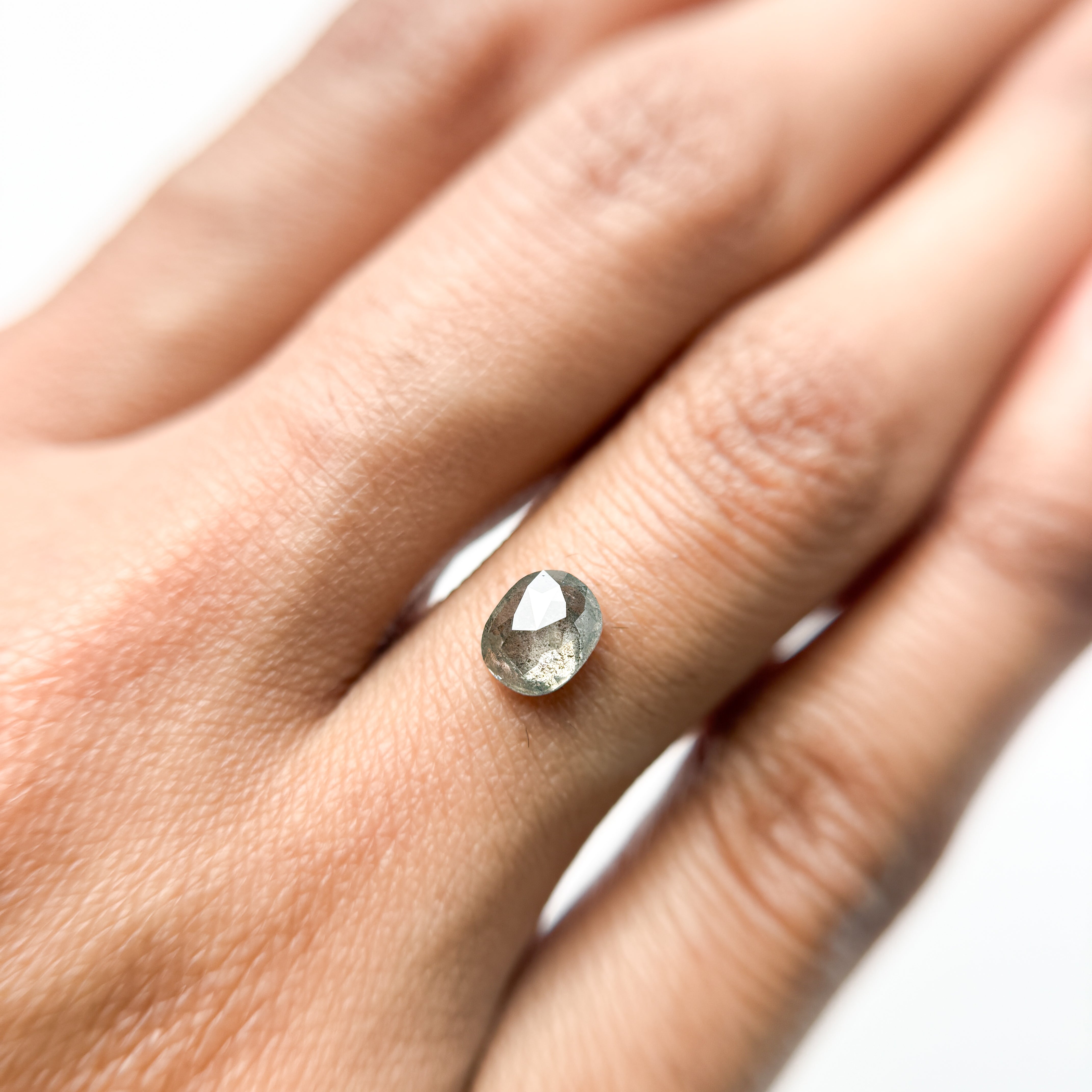 0.76 Ct Oval Rose Cut Grey Natural Salt and Pepper Diamond