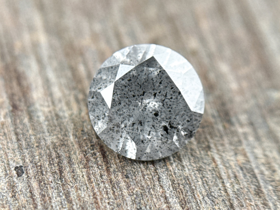 0.75 Ct Round Brilliant Cut Grey Natural Minimalist Diamond