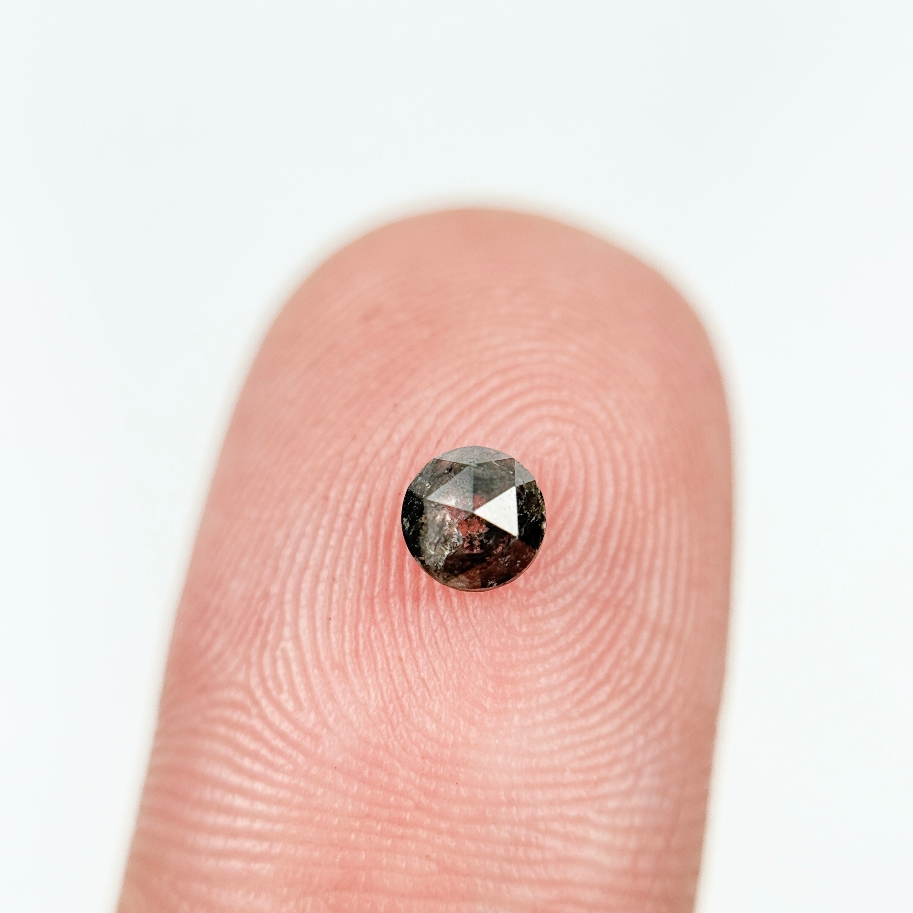 0.32 Ct Round Rose Cut Grey Natural Salt and Pepper Diamond