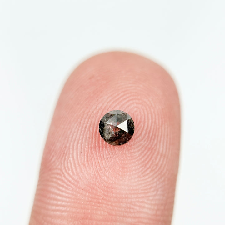 0.32 Ct Round Rose Cut Grey Natural Salt and Pepper Diamond