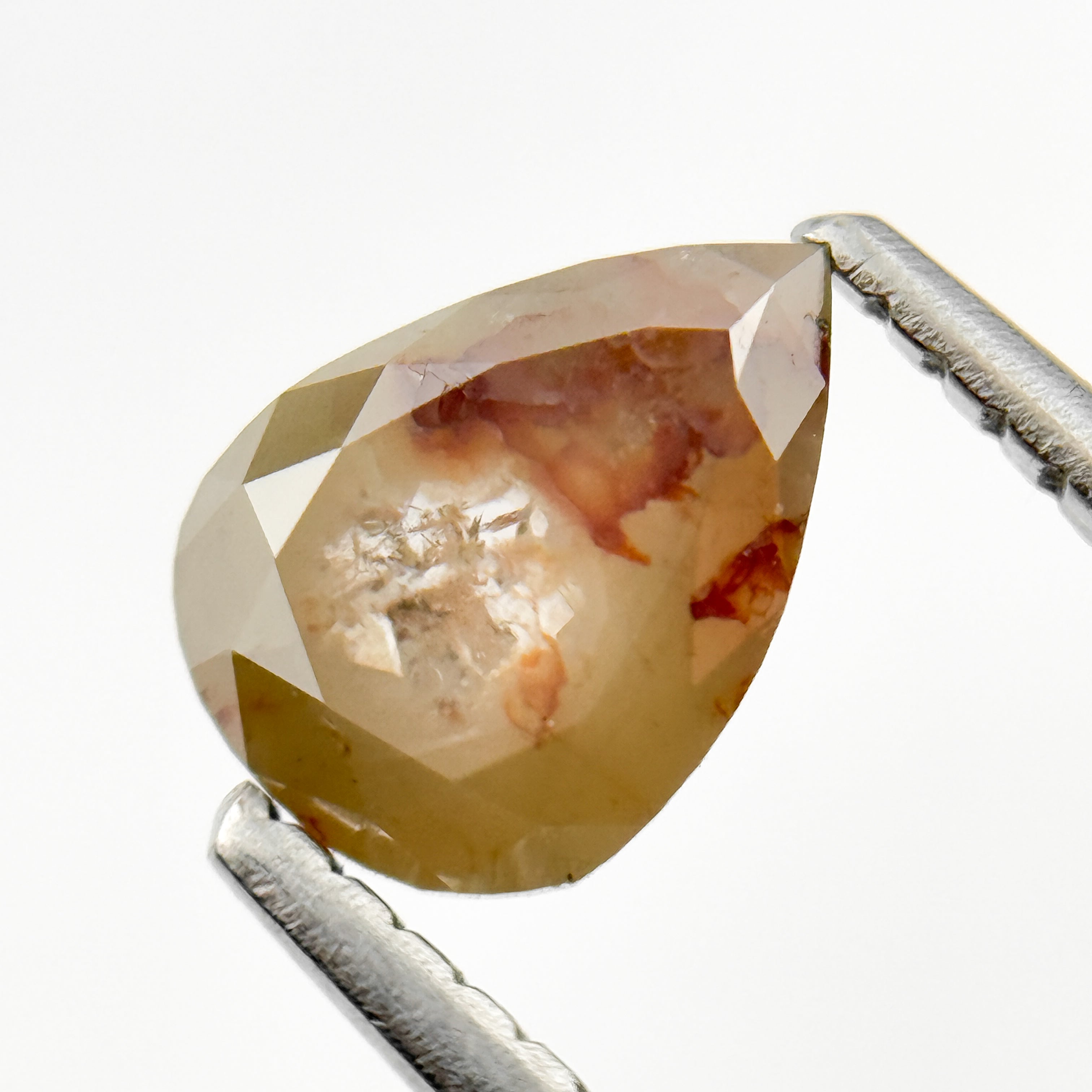 1.10 Ct Pear Rose Cut Grey Natural Salt and Pepper Diamond