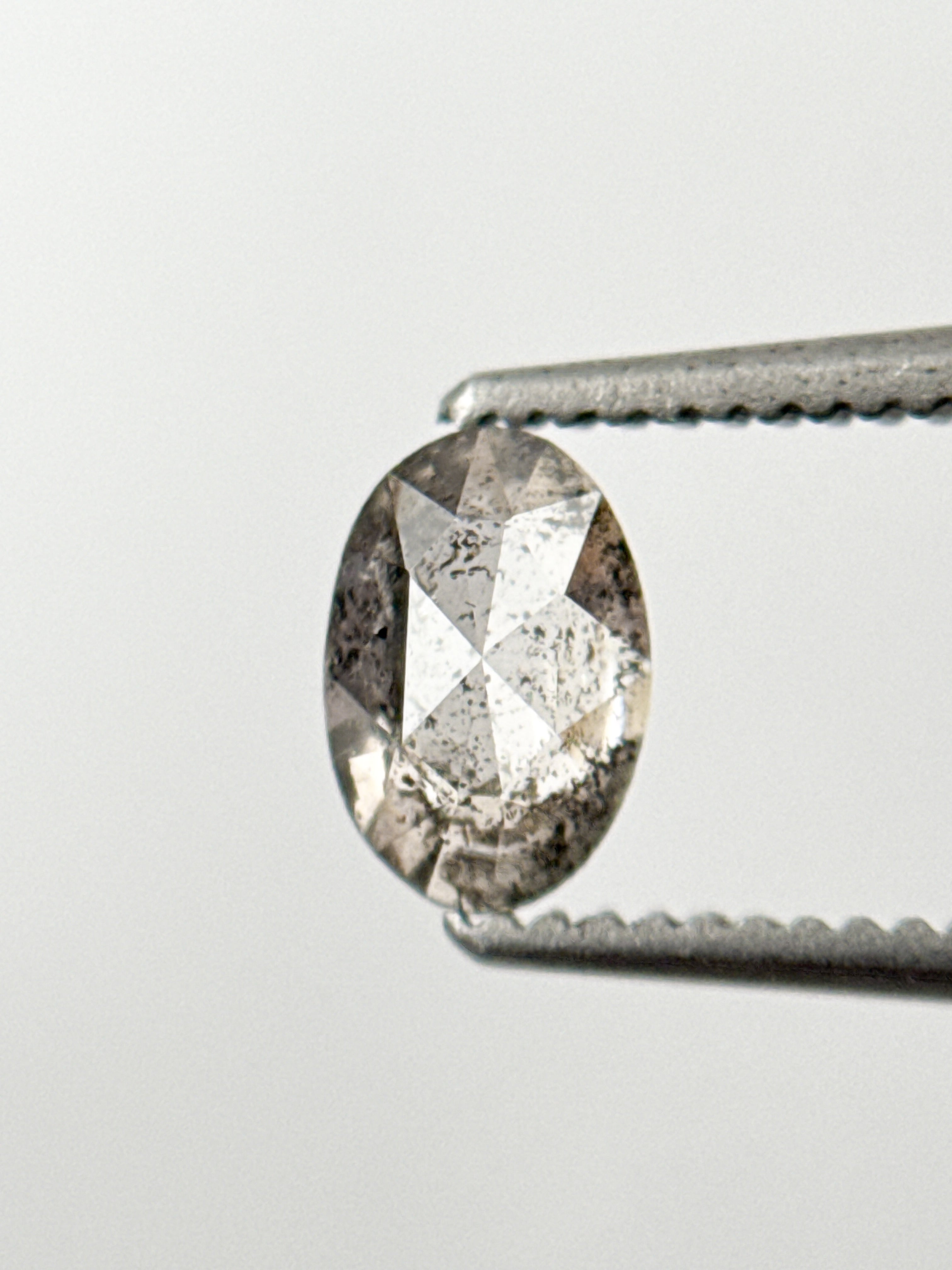 0.58 Ct Oval Rose Cut Grey Natural Galaxy Diamond