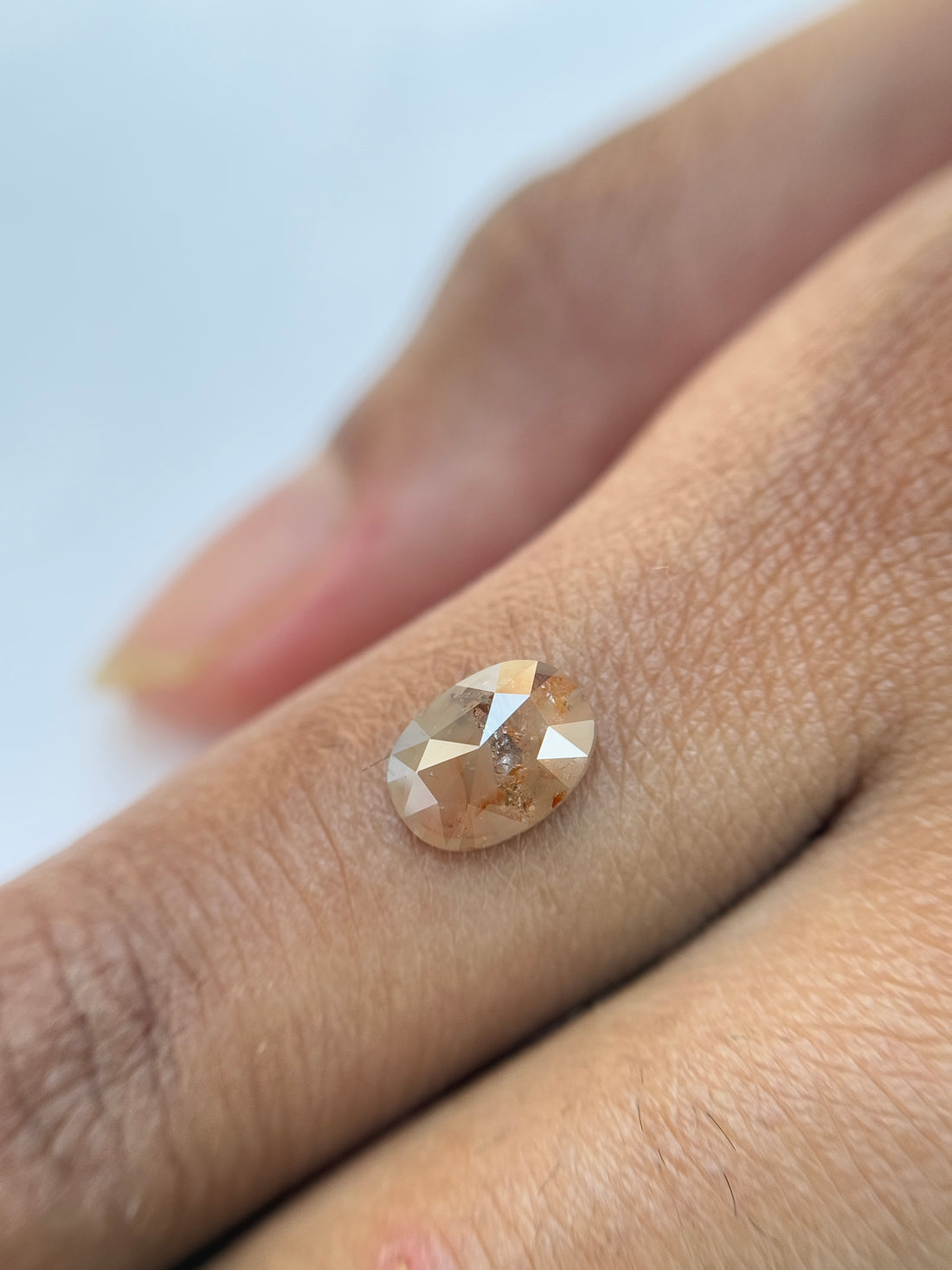0.96 Ct Oval Rose Cut Red Natural Salt and Pepper Diamond