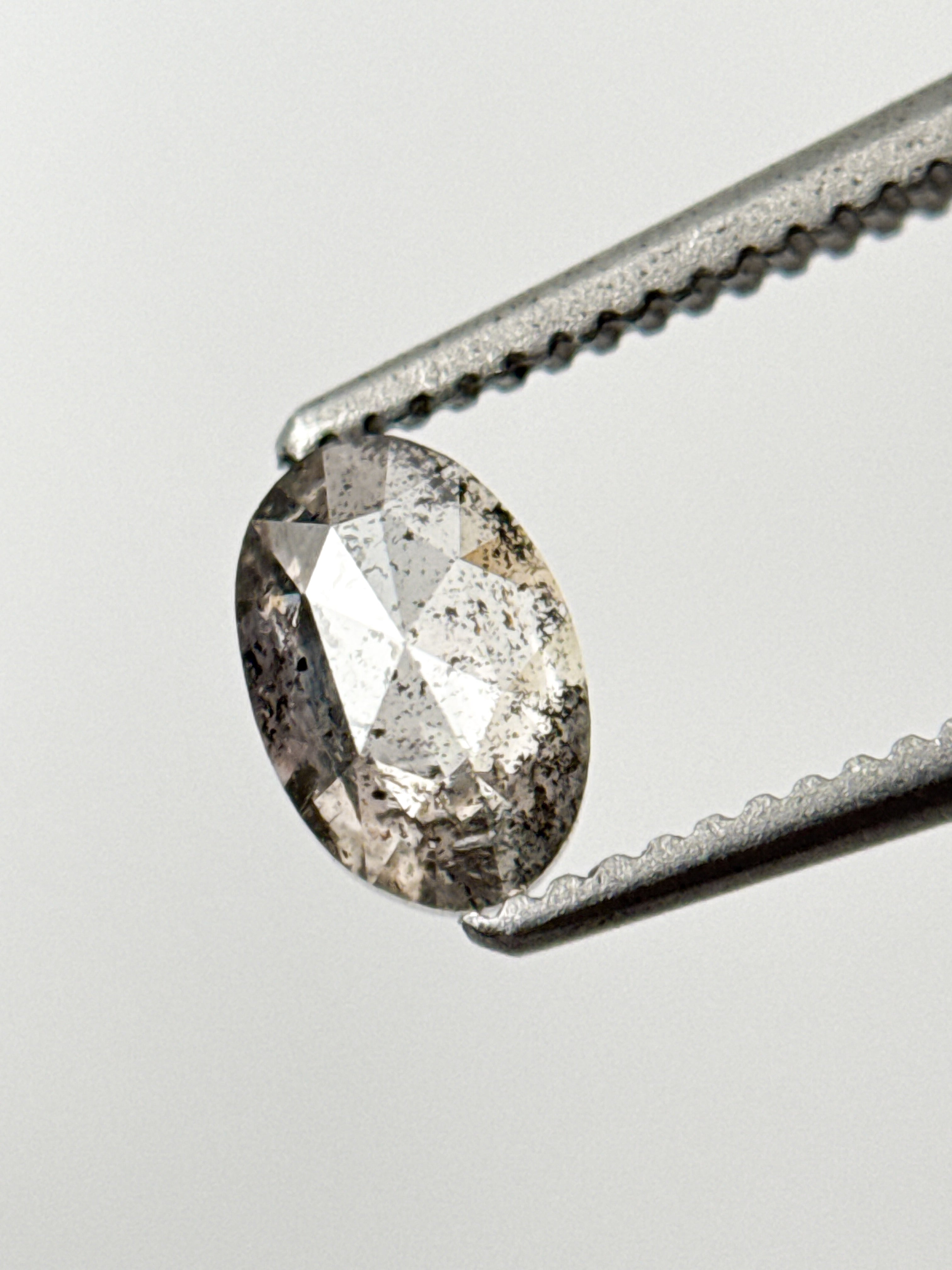 0.58 Ct Oval Rose Cut Grey Natural Galaxy Diamond