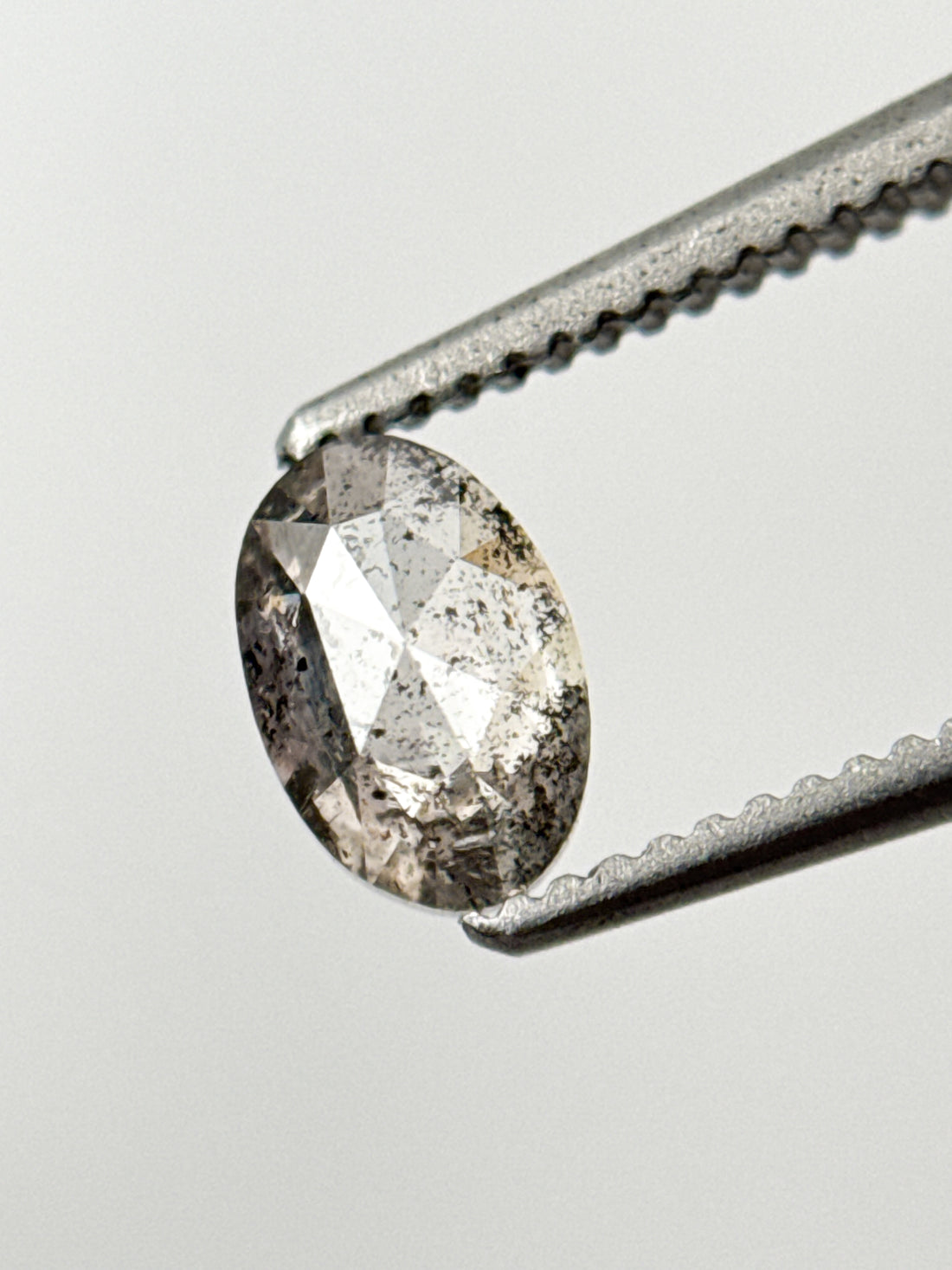 0.58 Ct Oval Rose Cut Grey Natural Galaxy Diamond