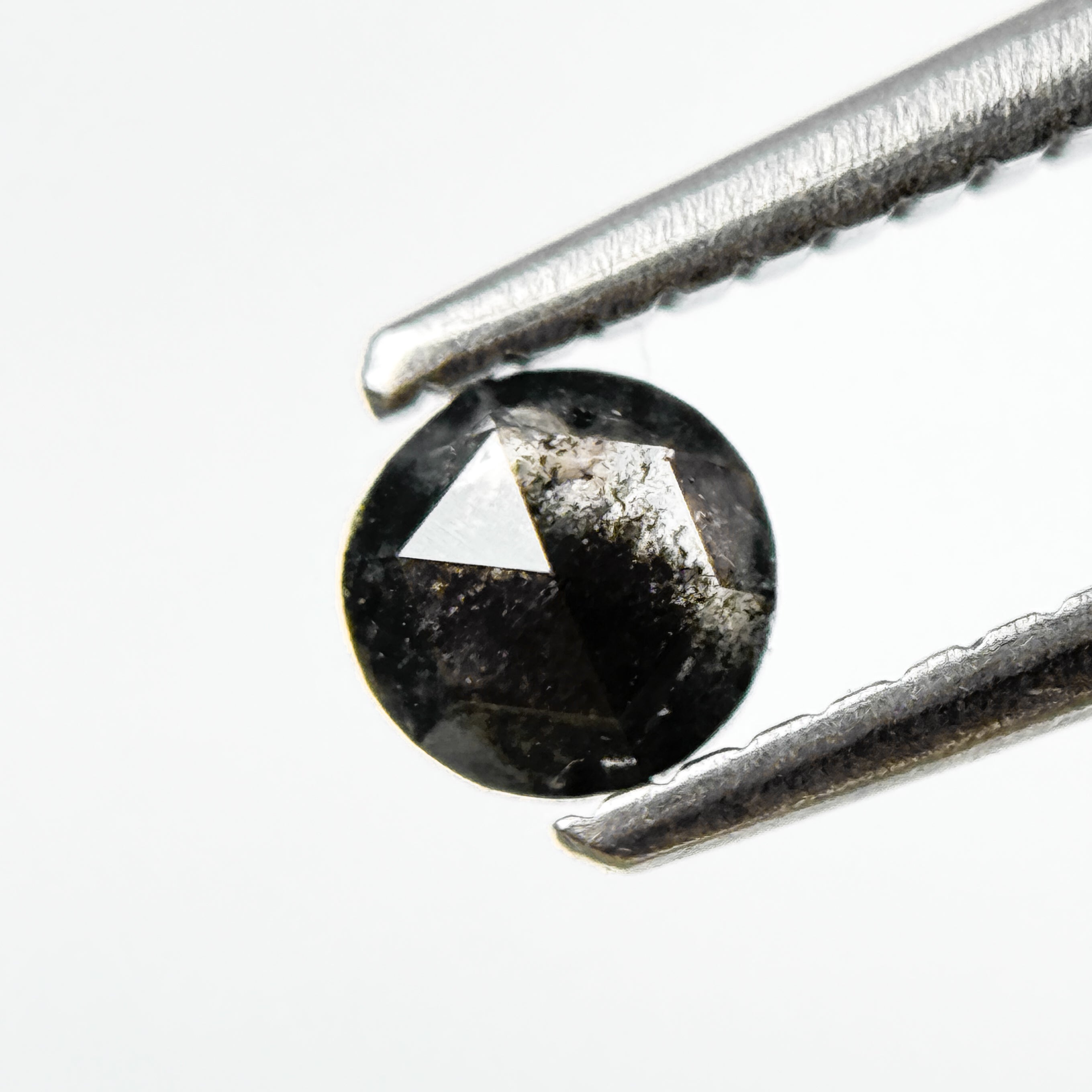 0.33 Ct Round Rose Cut Grey Natural Salt and Pepper Diamond