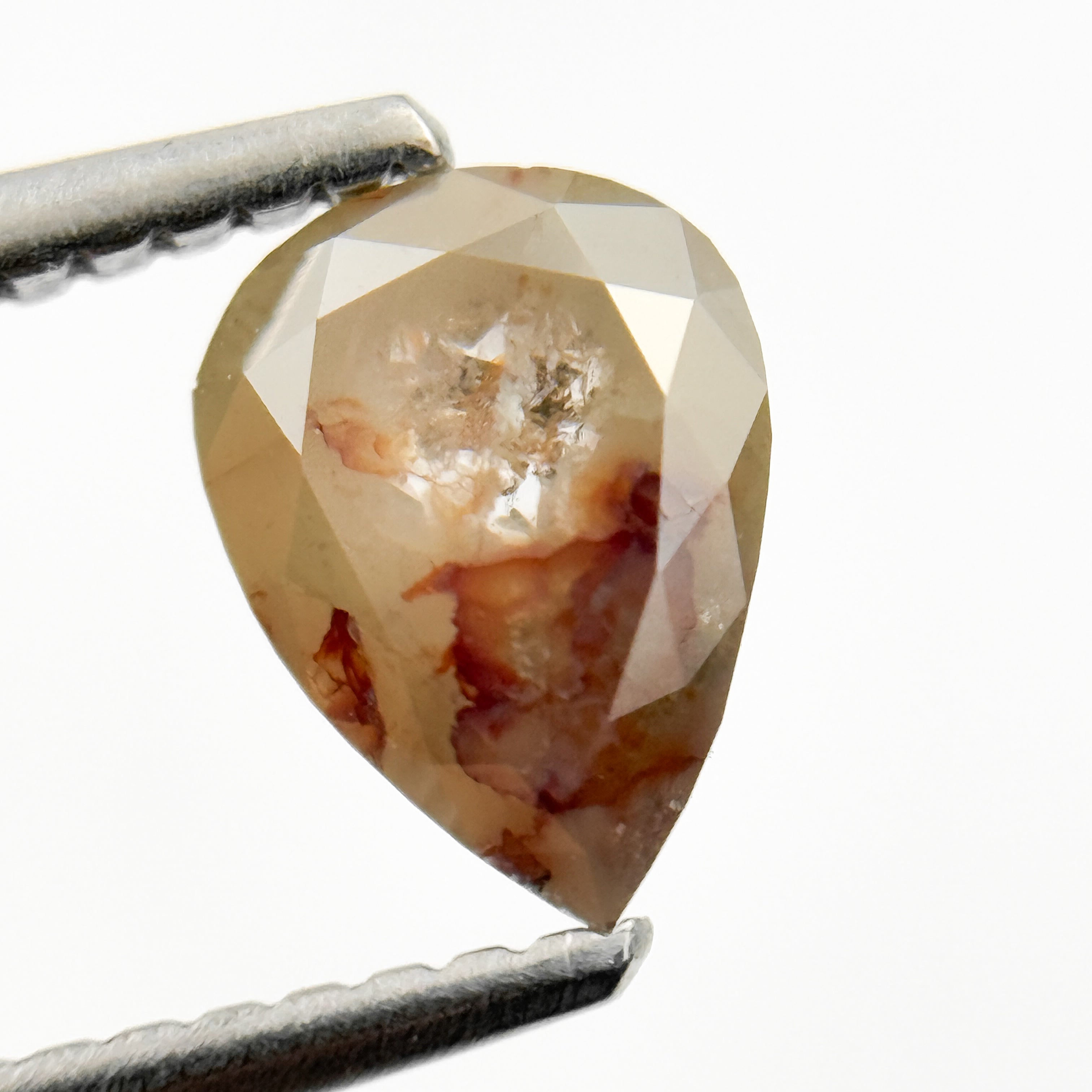 1.10 Ct Pear Rose Cut Grey Natural Salt and Pepper Diamond