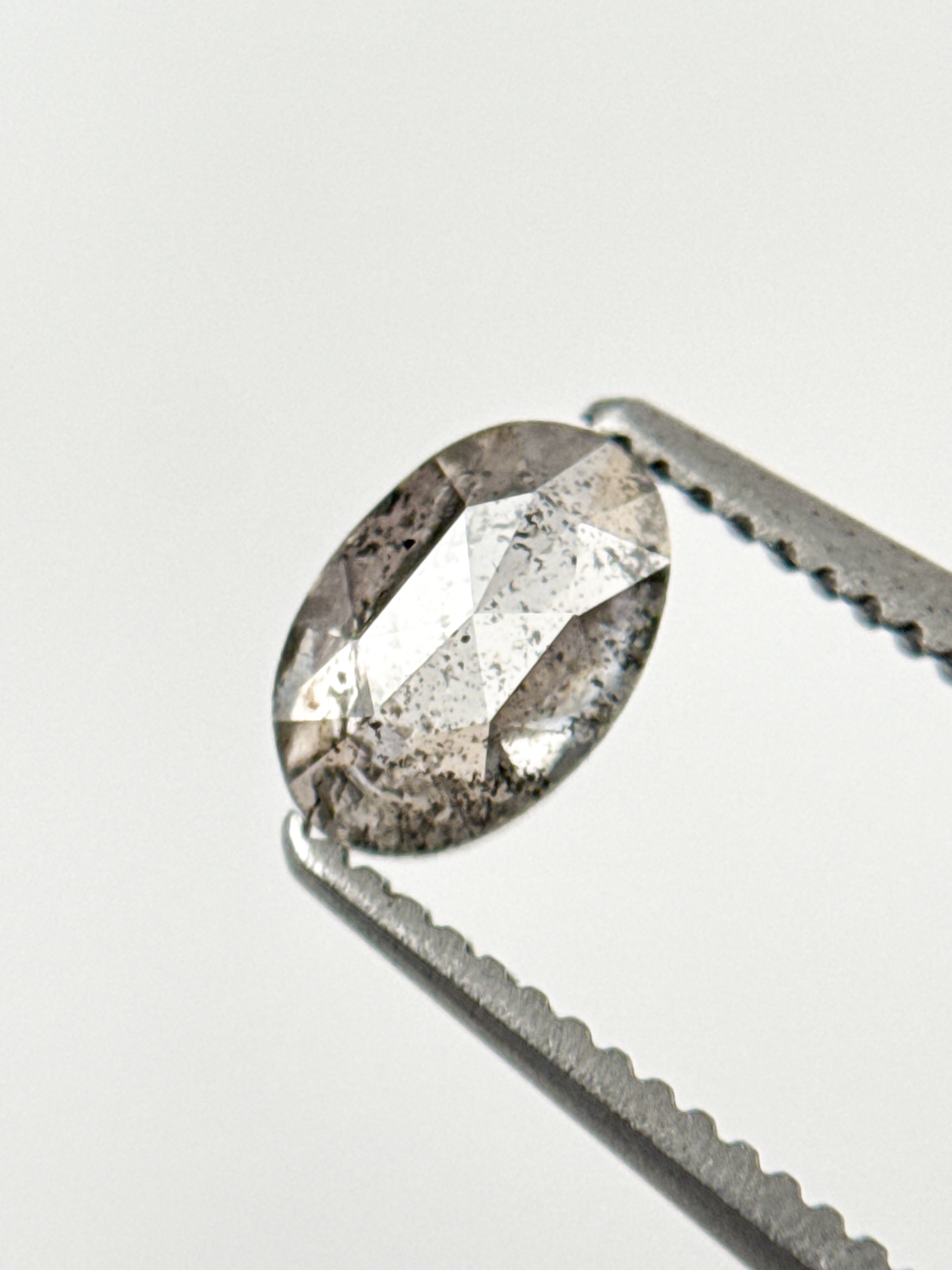 0.58 Ct Oval Rose Cut Grey Natural Galaxy Diamond