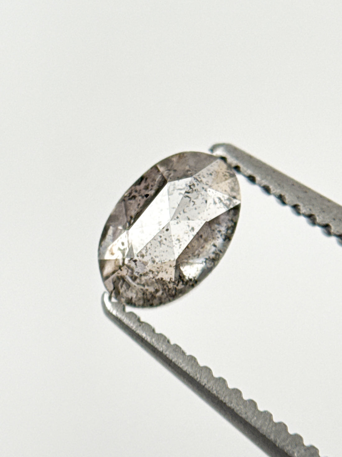 0.58 Ct Oval Rose Cut Grey Natural Galaxy Diamond