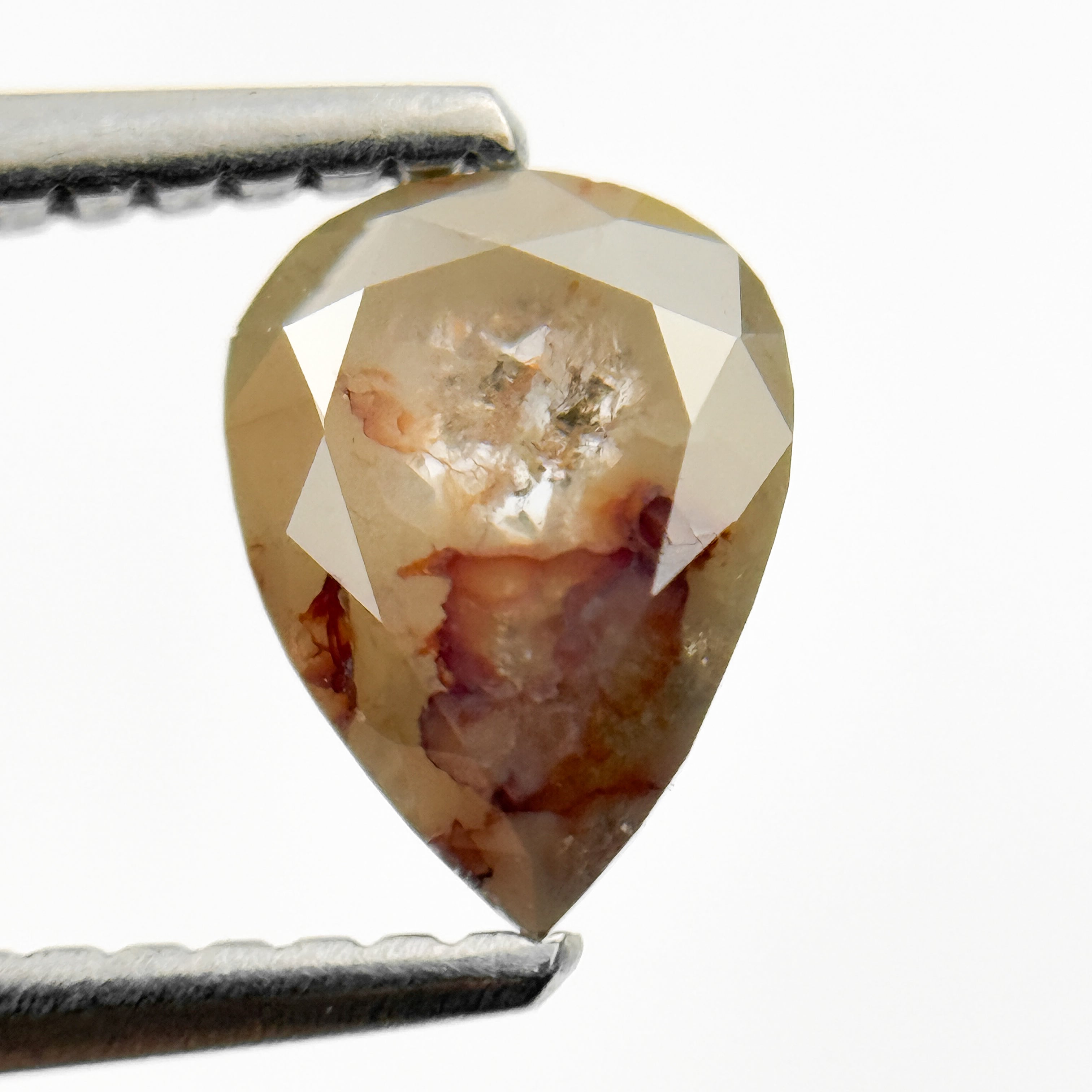 1.10 Ct Pear Rose Cut Grey Natural Salt and Pepper Diamond