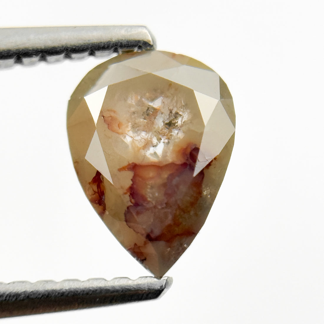 1.10 Ct Pear Rose Cut Grey Natural Salt and Pepper Diamond