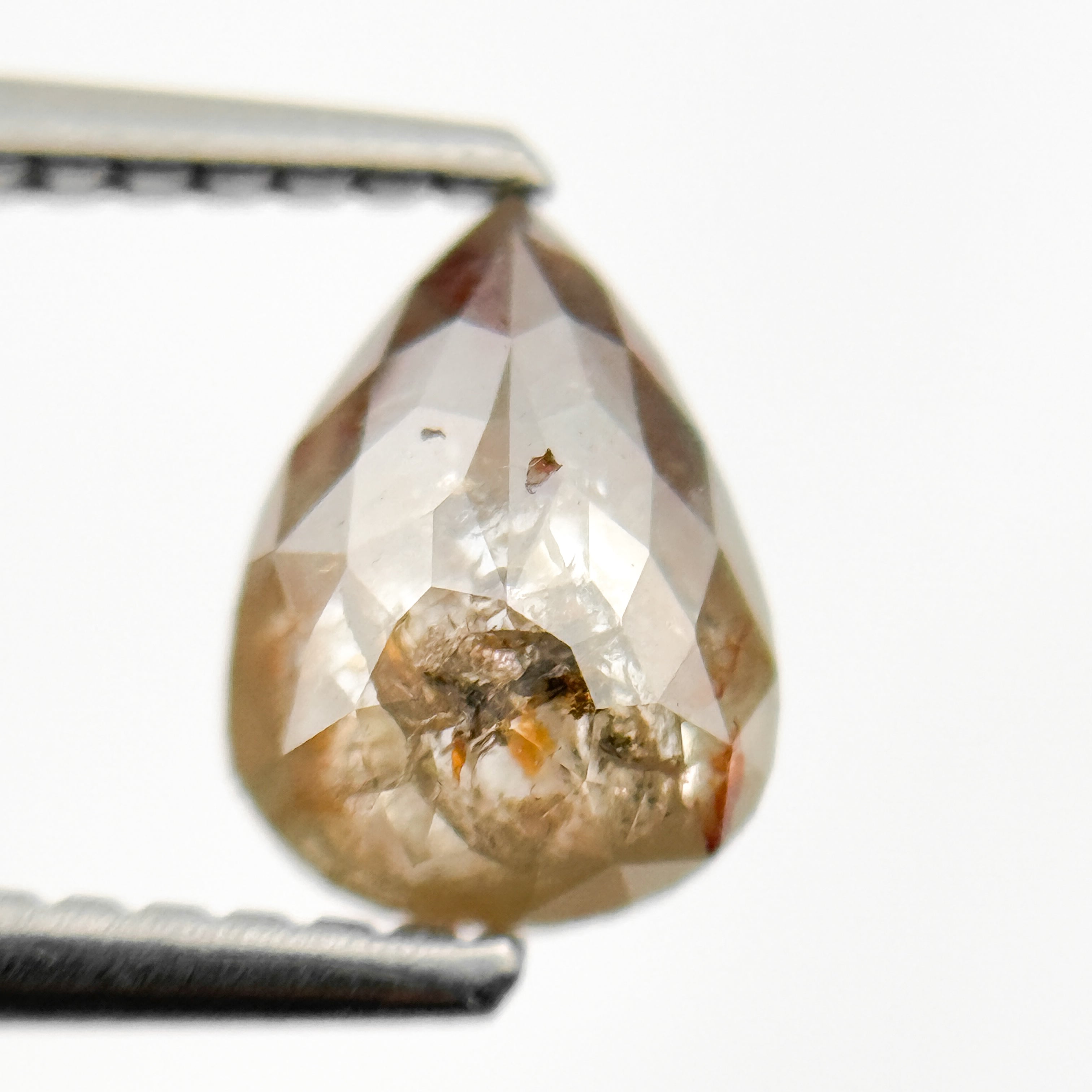 1.10 Ct Pear Rose Cut Grey Natural Salt and Pepper Diamond