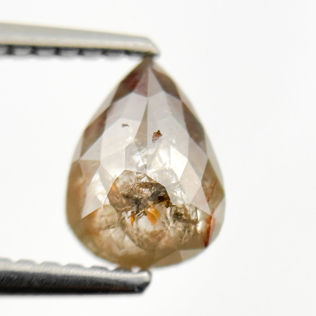 1.10 Ct Pear Rose Cut Grey Natural Salt and Pepper Diamond