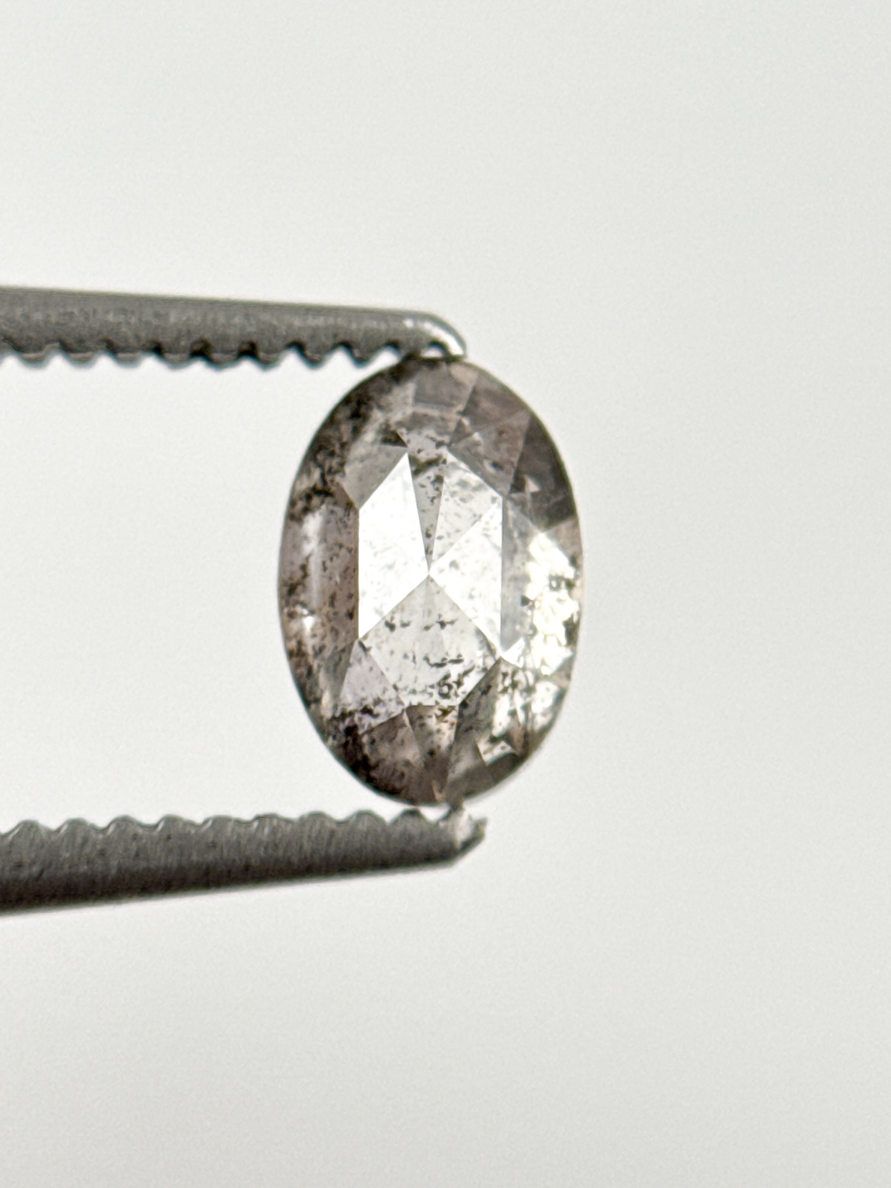 0.58 Ct Oval Rose Cut Grey Natural Galaxy Diamond