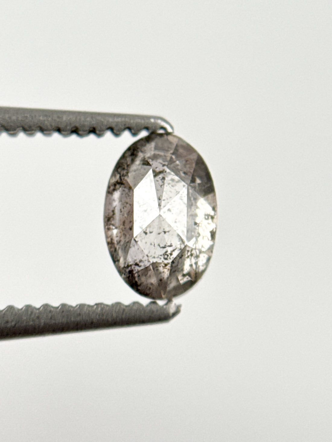 0.58 Ct Oval Rose Cut Grey Natural Galaxy Diamond