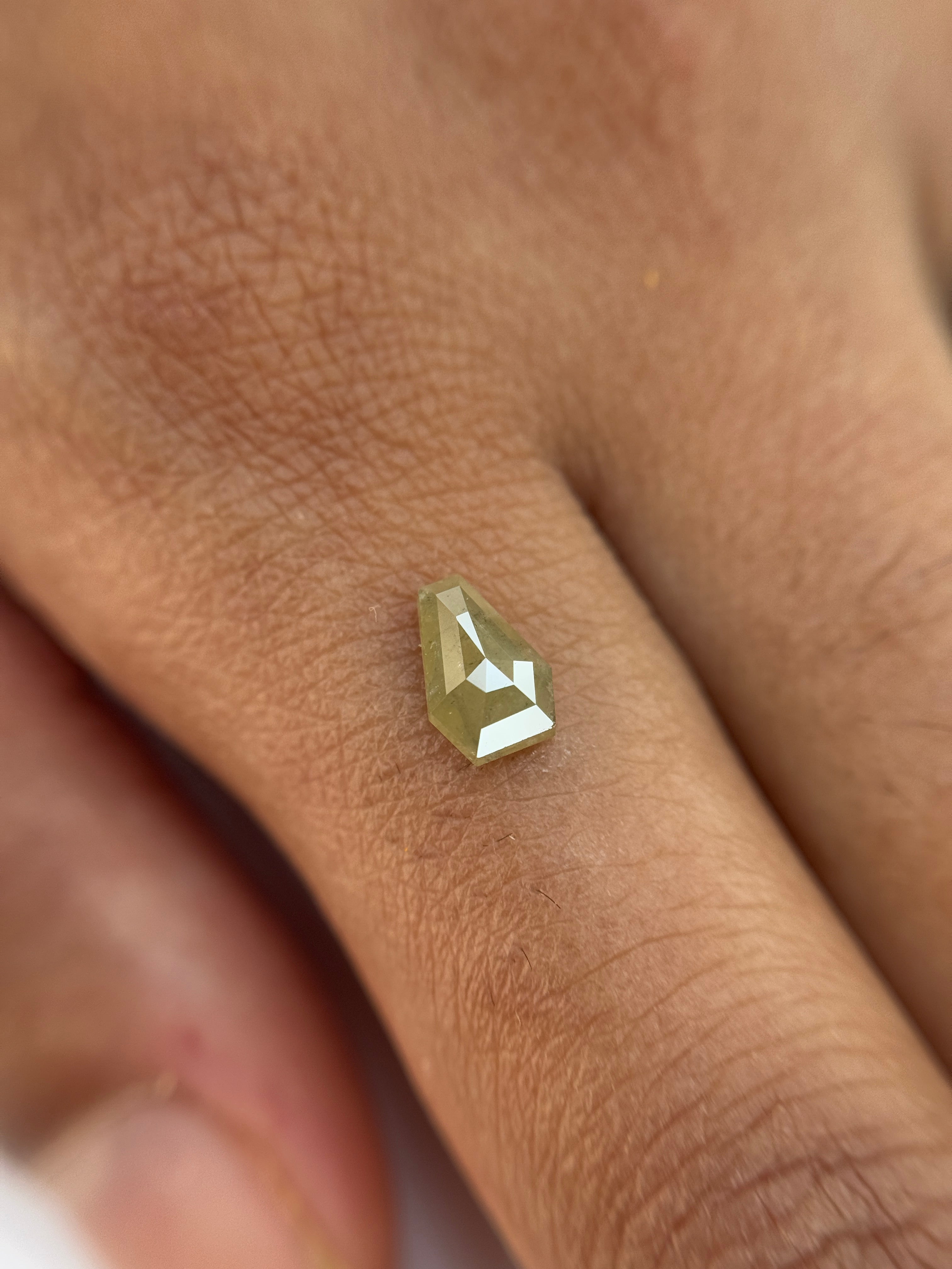 0.70 Ct Coffin Rose Cut Yellow Natural Salt and Pepper Diamond